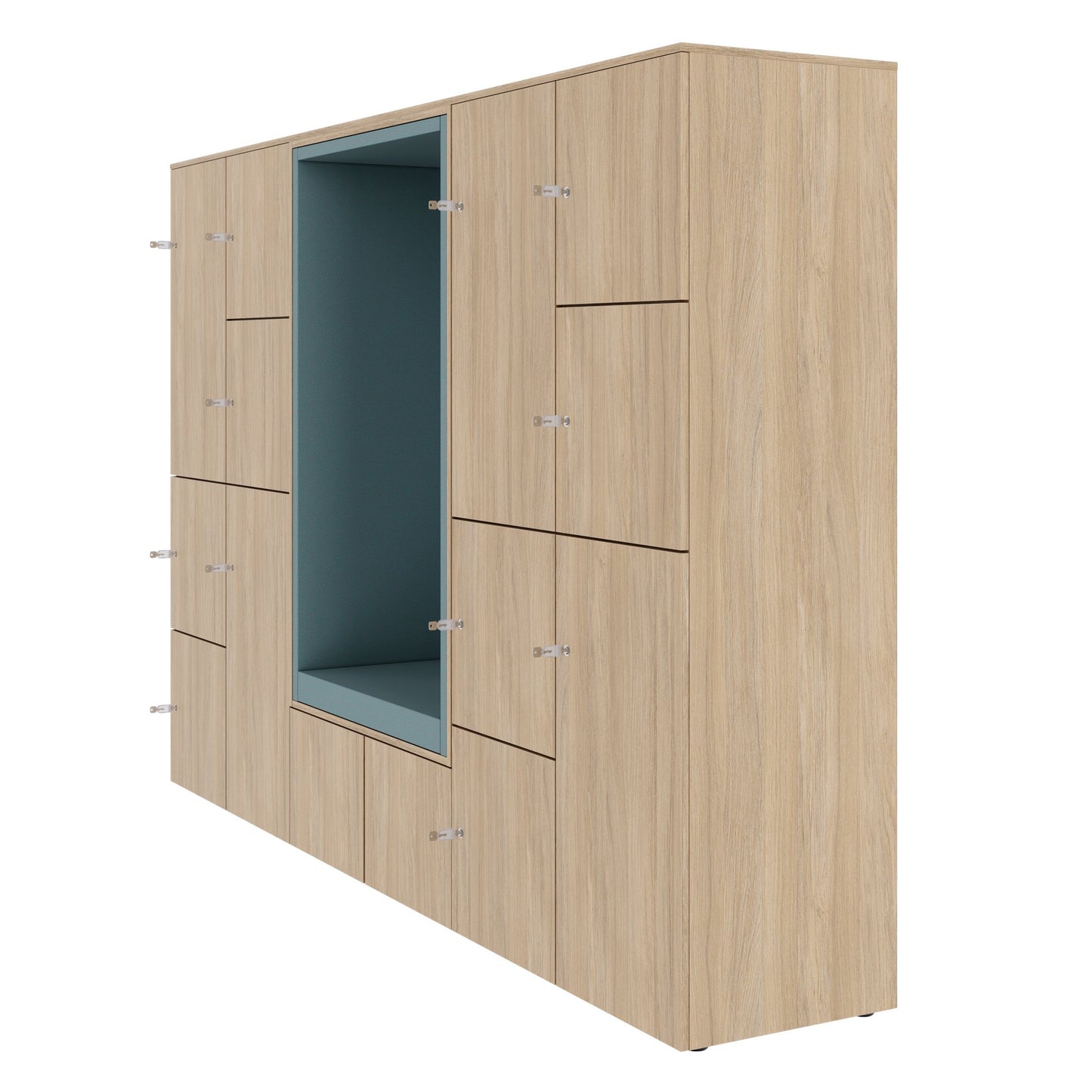 CHOICE Spind | 2706 x 1836 mm, 12 Schliessfächer, Sitznische, Bernsteineiche