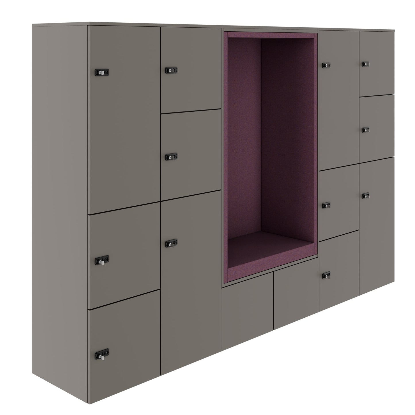 CHOICE Spind | 2706 x 1836 mm, 12 Schliessfächer, Sitznische, Cubanitgrau