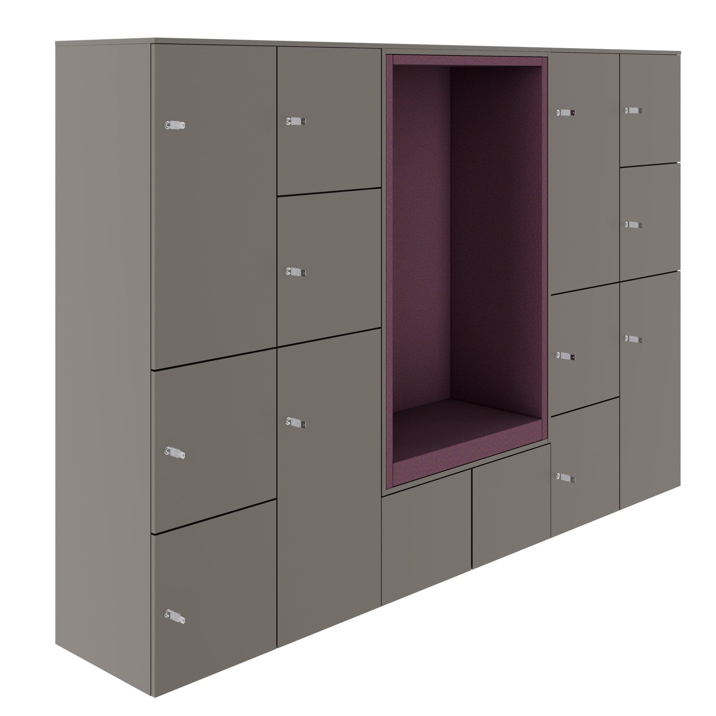 CHOICE Spind | 2706 x 1836 mm, 12 Schliessfächer, Sitznische, Cubanitgrau