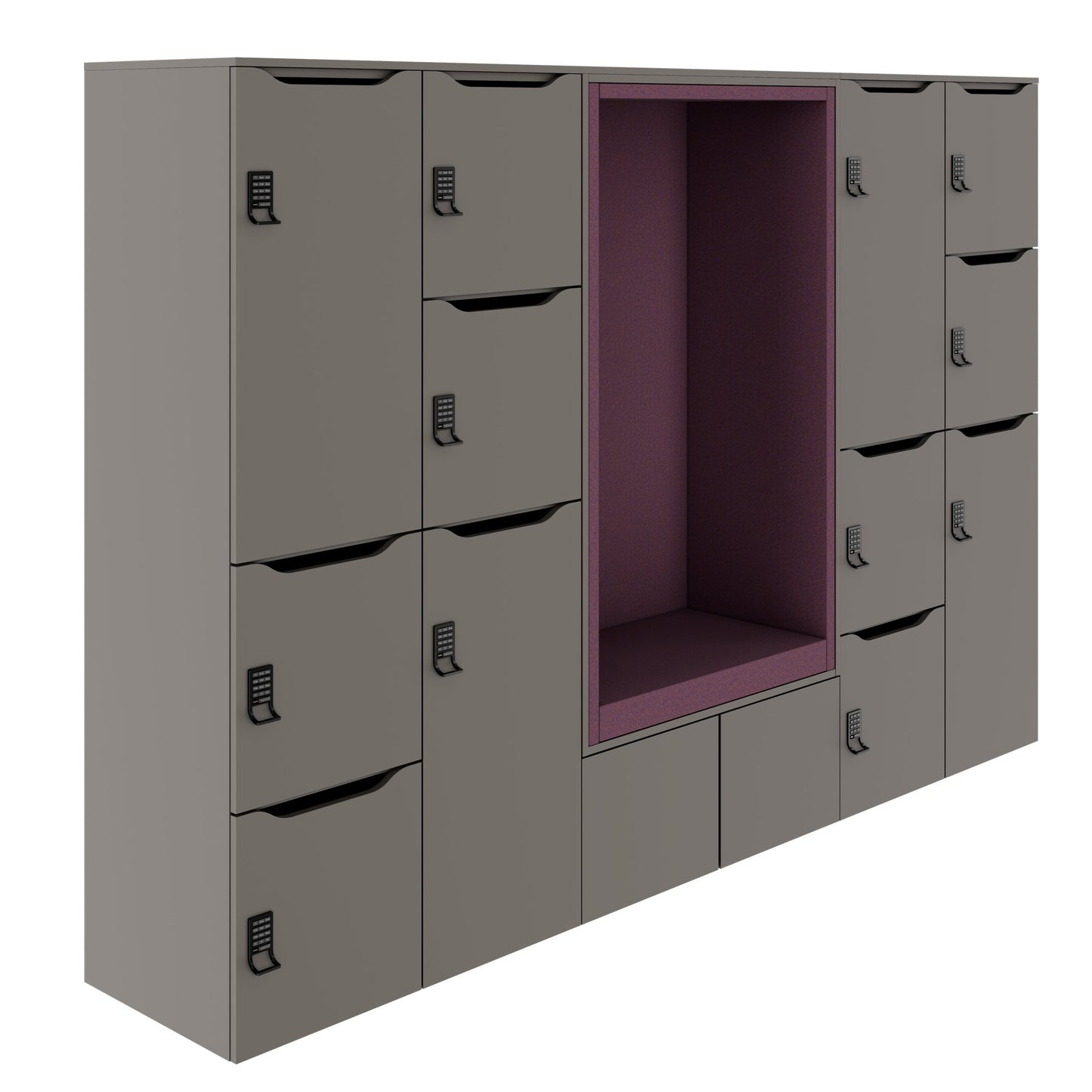 CHOICE Spind | 2706 x 1836 mm, 12 Schliessfächer, Sitznische, Cubanitgrau