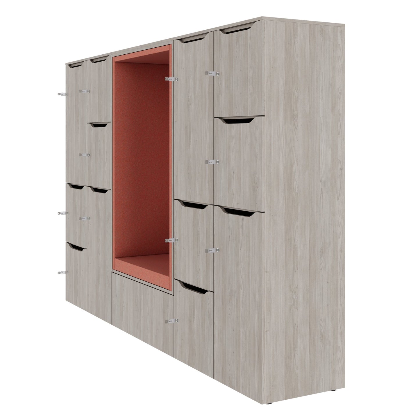 CHOICE Spind | 2706 x 1836 mm, 12 Schliessfächer, Sitznische, Nordeiche grau