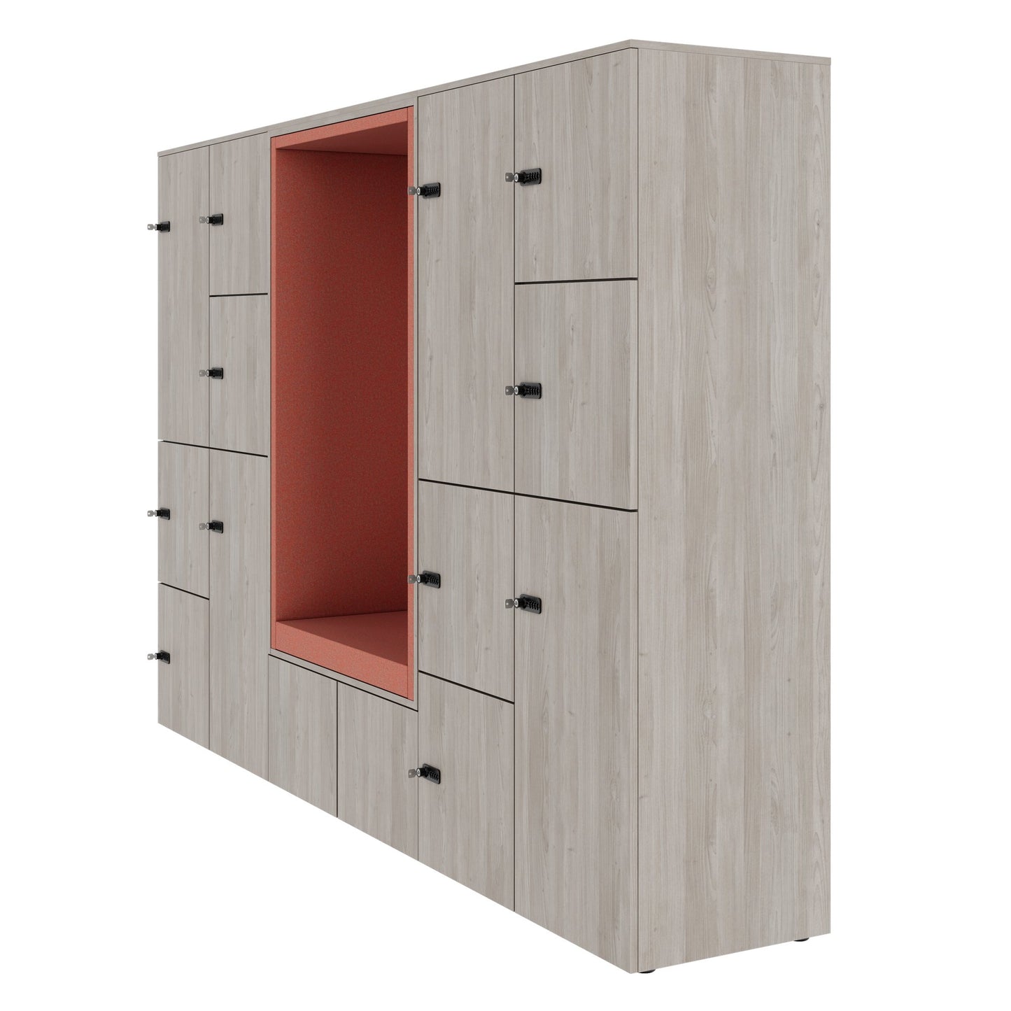 CHOICE Spind | 2706 x 1836 mm, 12 Schliessfächer, Sitznische, Nordeiche grau