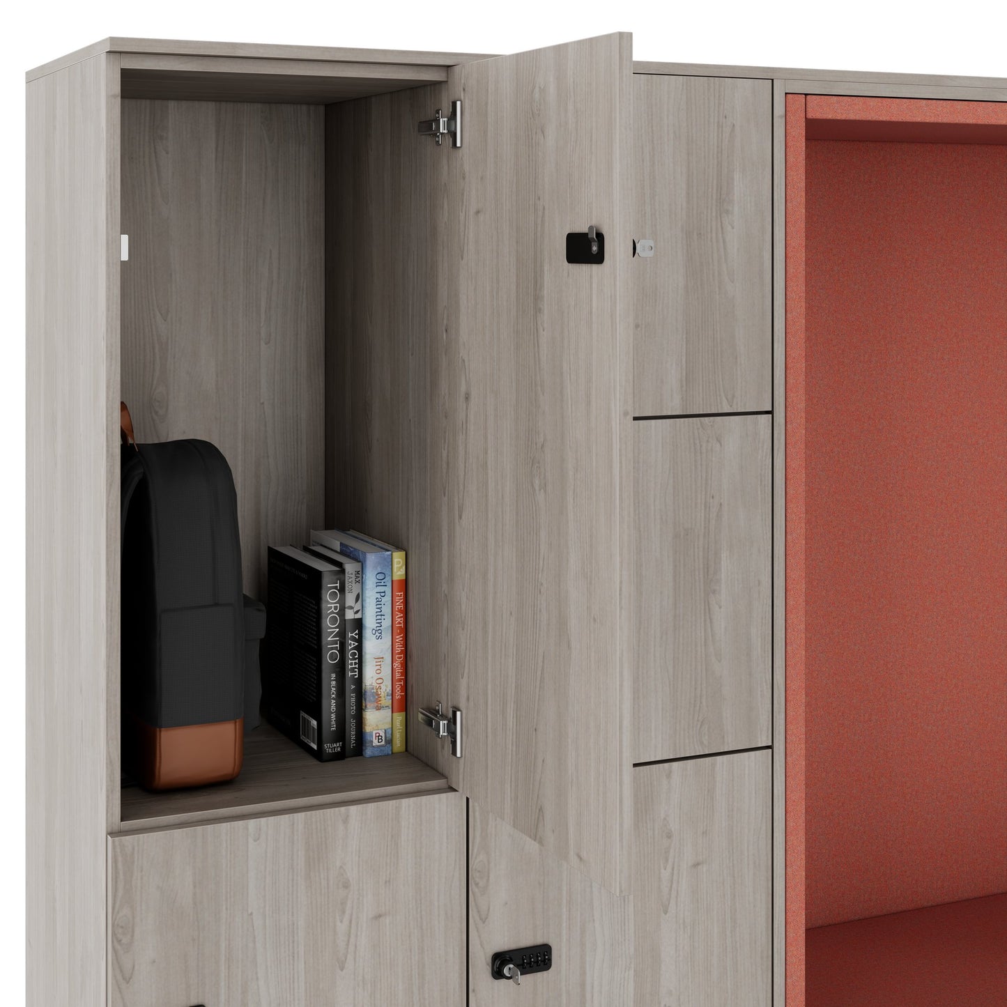 CHOICE Spind | 2706 x 1836 mm, 12 Schliessfächer, Sitznische, Nordeiche grau