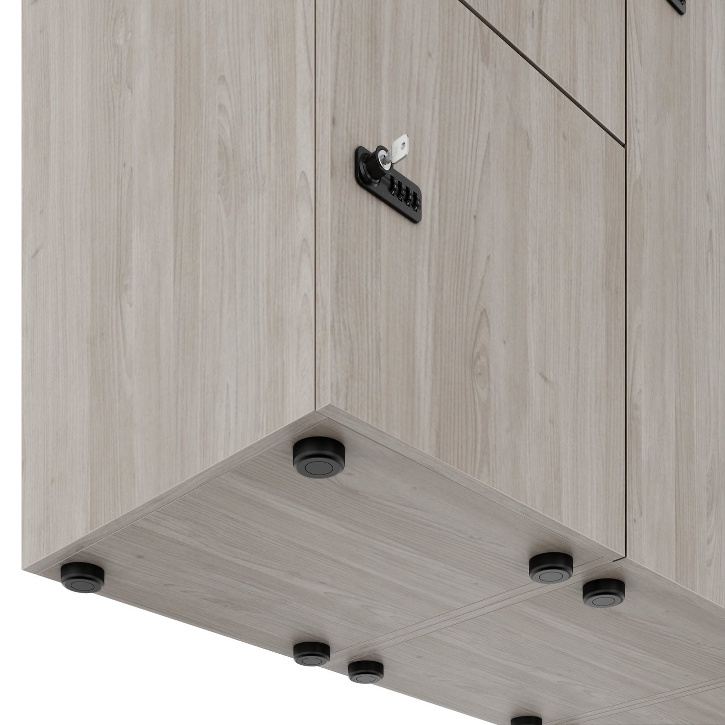 CHOICE Spind | 2706 x 1836 mm, 12 Schliessfächer, Sitznische, Nordeiche grau