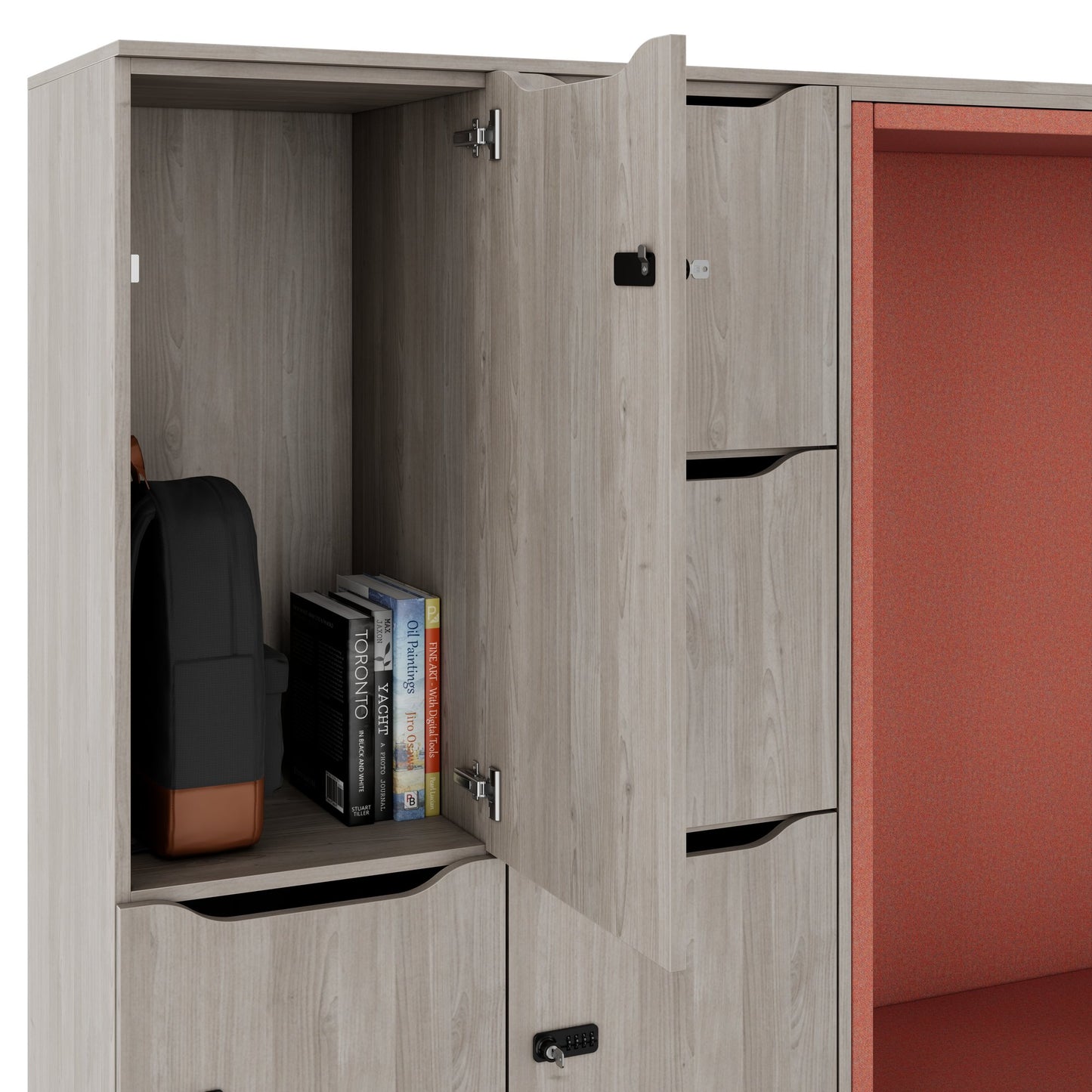 CHOICE Spind | 2706 x 1836 mm, 12 Schliessfächer, Sitznische, Nordeiche grau