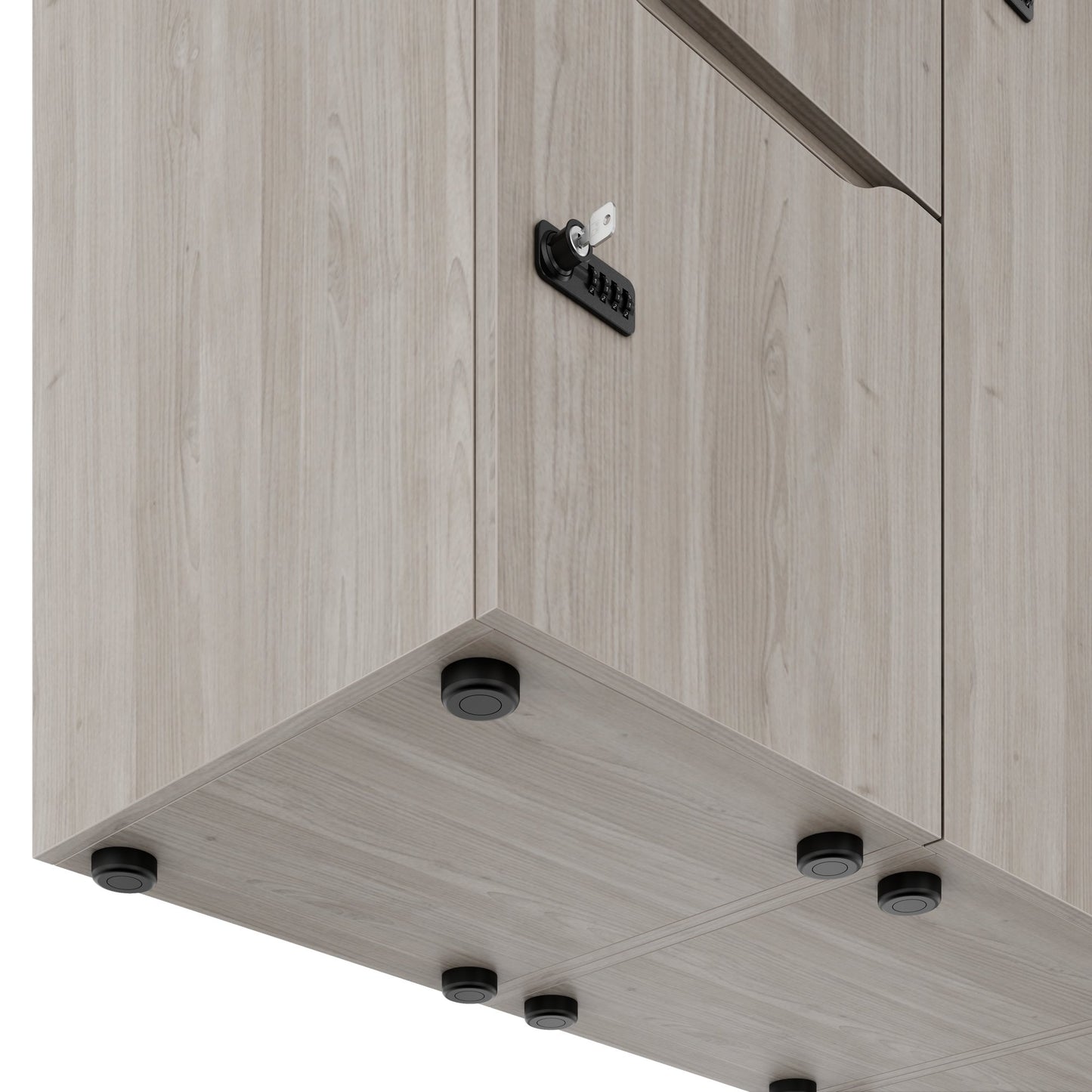 CHOICE Spind | 2706 x 1836 mm, 12 Schliessfächer, Sitznische, Nordeiche grau