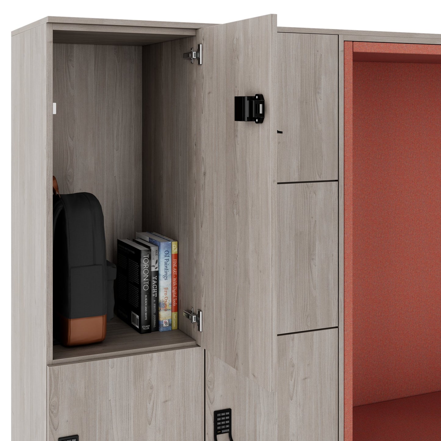 CHOICE Spind | 2706 x 1836 mm, 12 Schliessfächer, Sitznische, Nordeiche grau