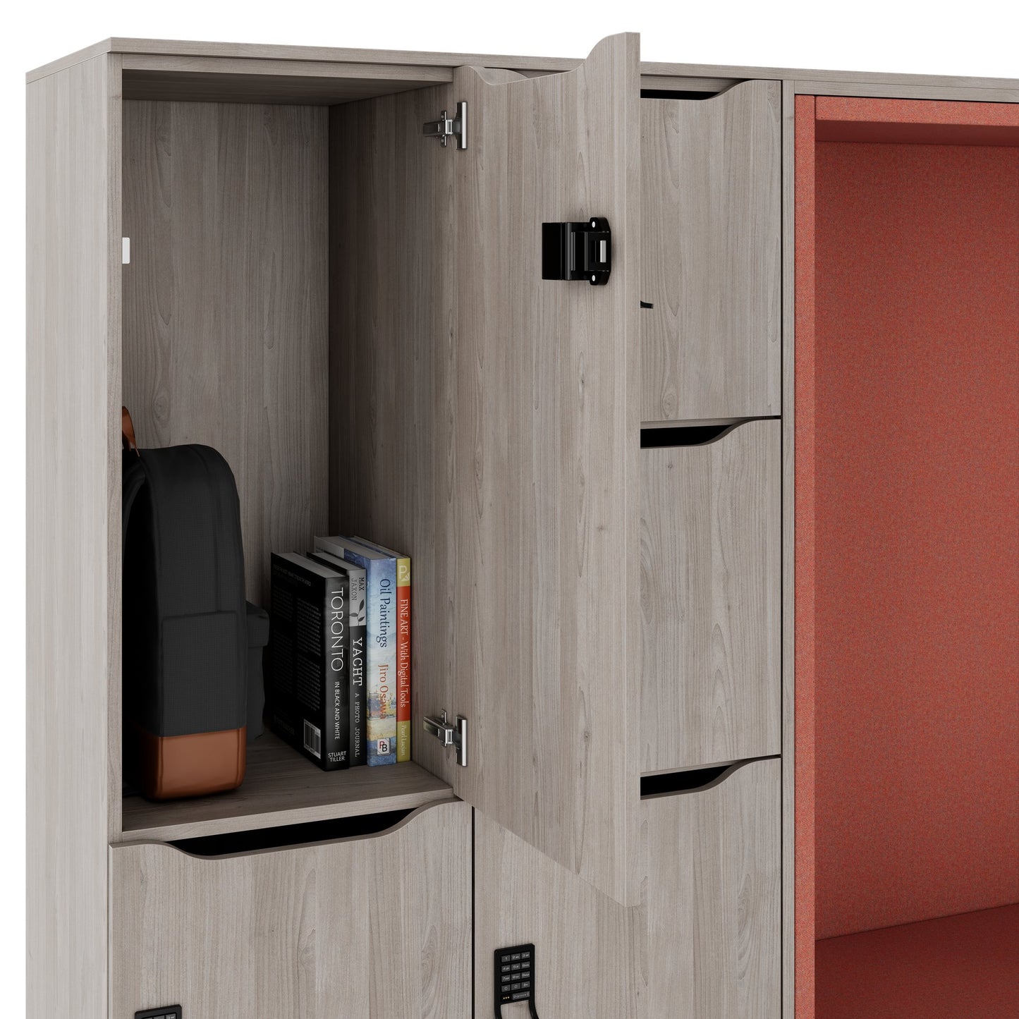 CHOICE Spind | 2706 x 1836 mm, 12 Schliessfächer, Sitznische, Nordeiche grau