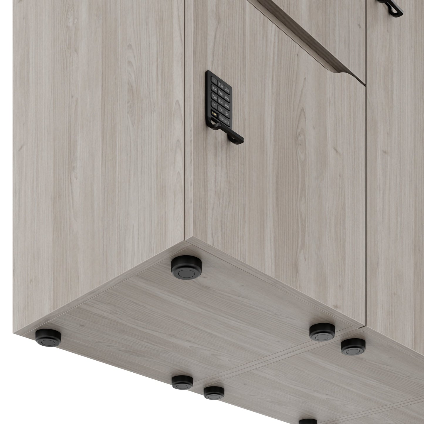 CHOICE Spind | 2706 x 1836 mm, 12 Schliessfächer, Sitznische, Nordeiche grau