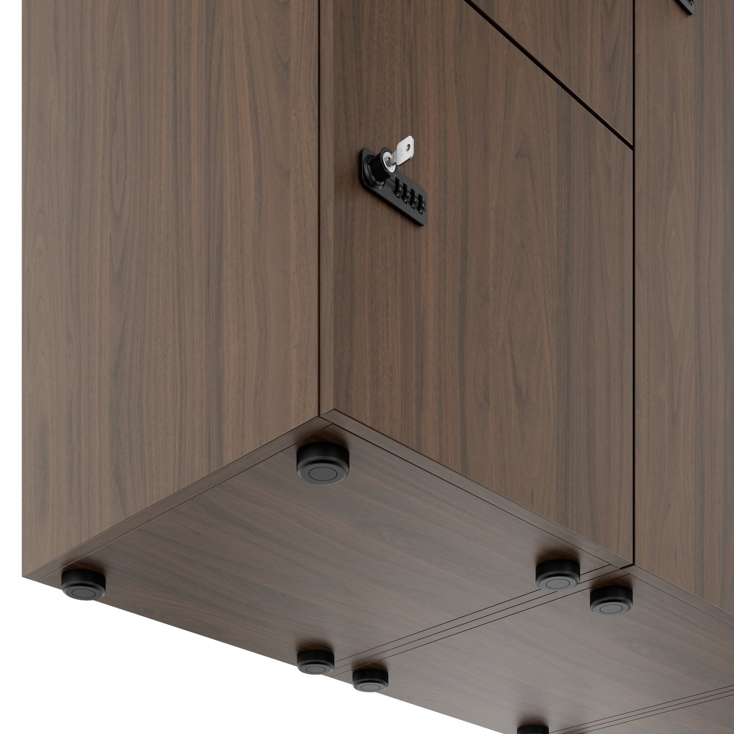 CHOICE Spind | 2706 x 1836 mm, 12 Schliessfächer, Sitznische, Nussbaum