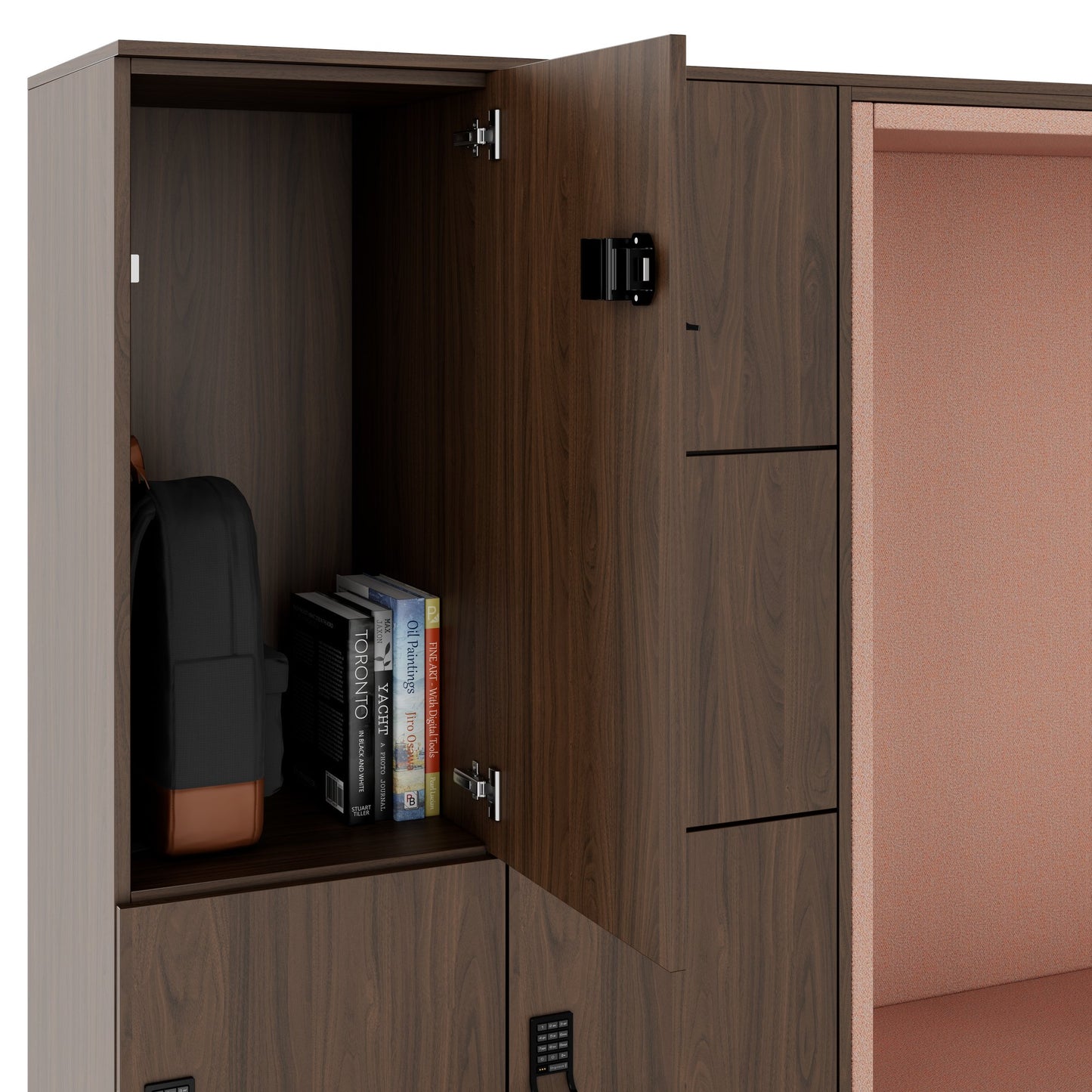 CHOICE Spind | 2706 x 1836 mm, 12 Schliessfächer, Sitznische, Nussbaum