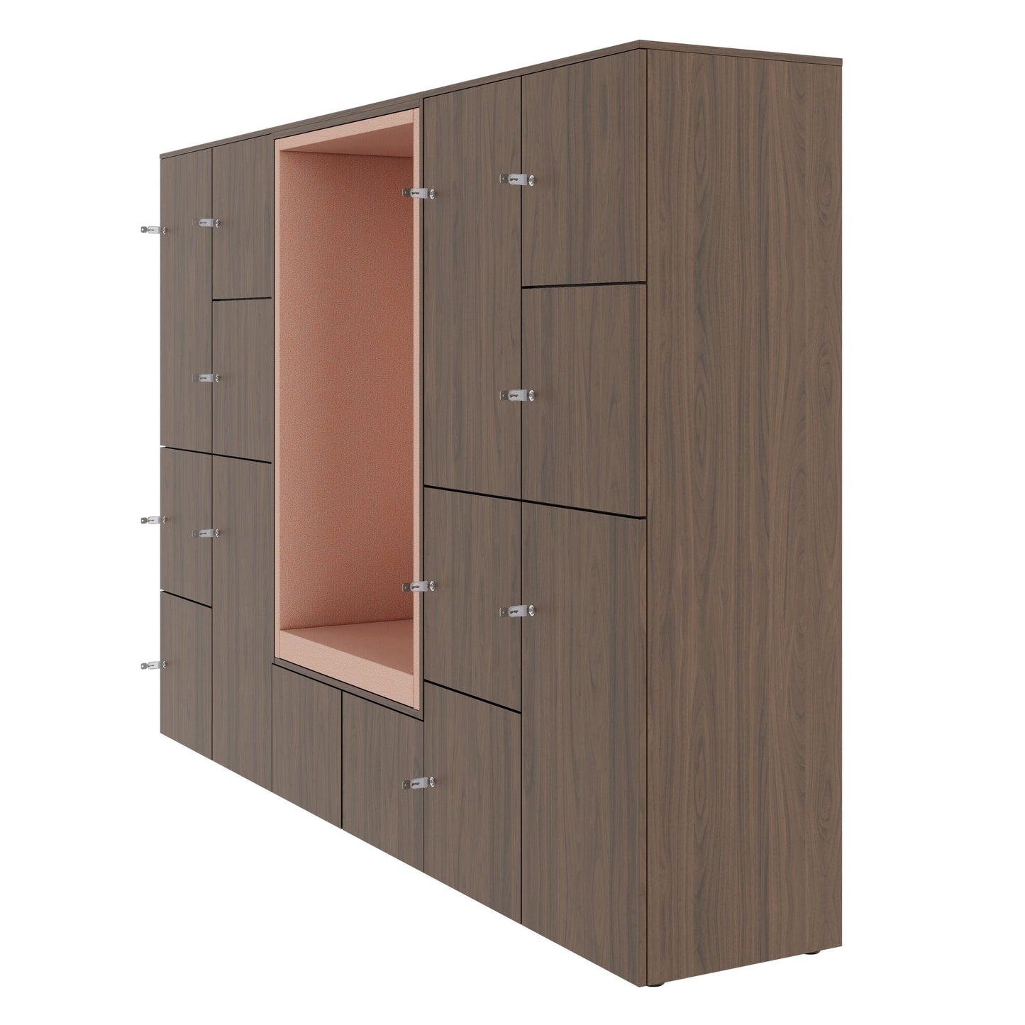 CHOICE Spind | 2706 x 1836 mm, 12 Schliessfächer, Sitznische, Nussbaum