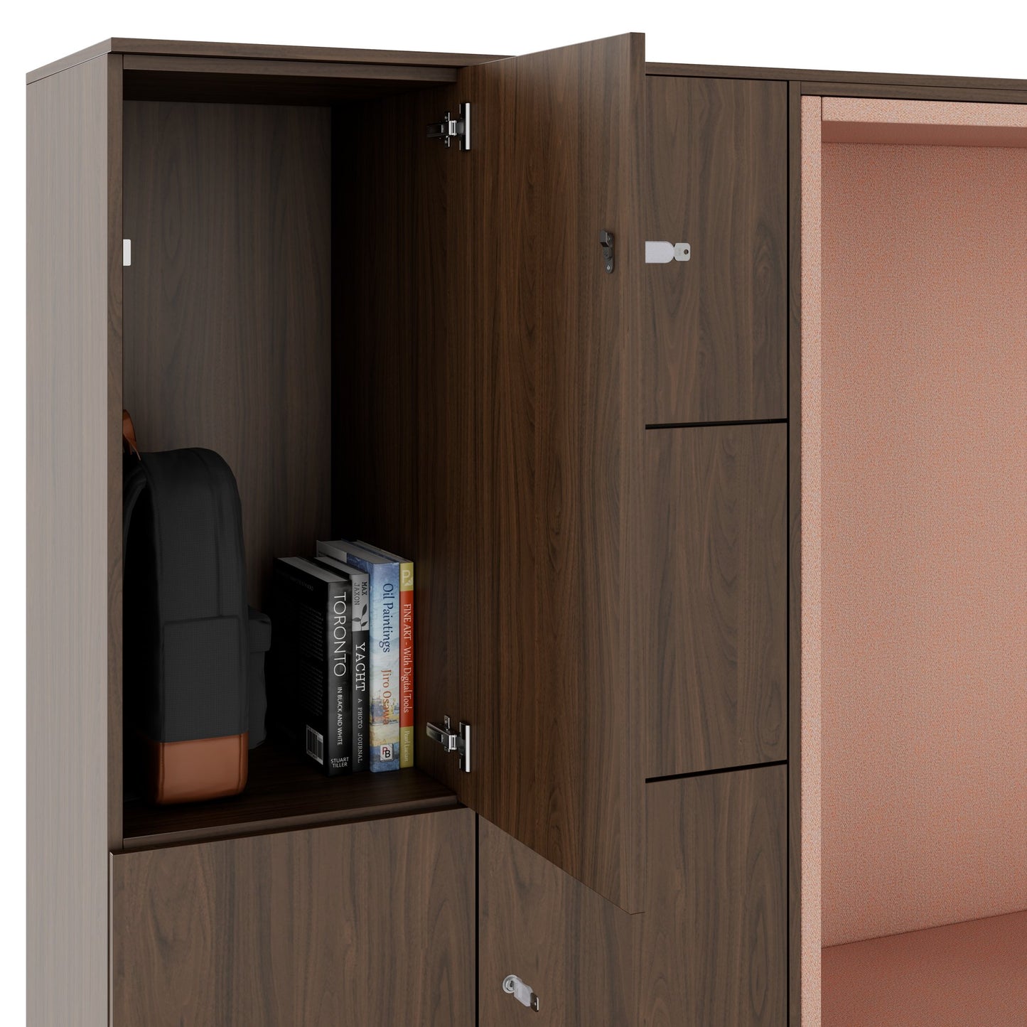 CHOICE Spind | 2706 x 1836 mm, 12 Schliessfächer, Sitznische, Nussbaum