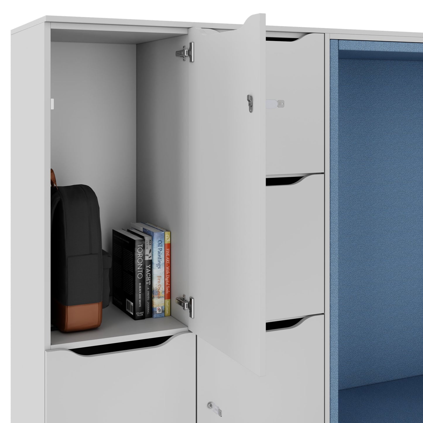 CHOICE Spind | 2706 x 1836 mm, 12 Schliessfächer, Sitznische, Perlgrau