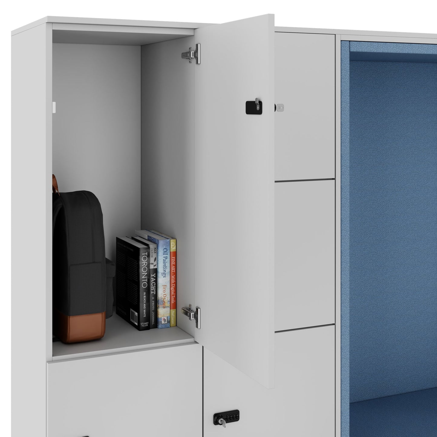 CHOICE Spind | 2706 x 1836 mm, 12 Schliessfächer, Sitznische, Perlgrau