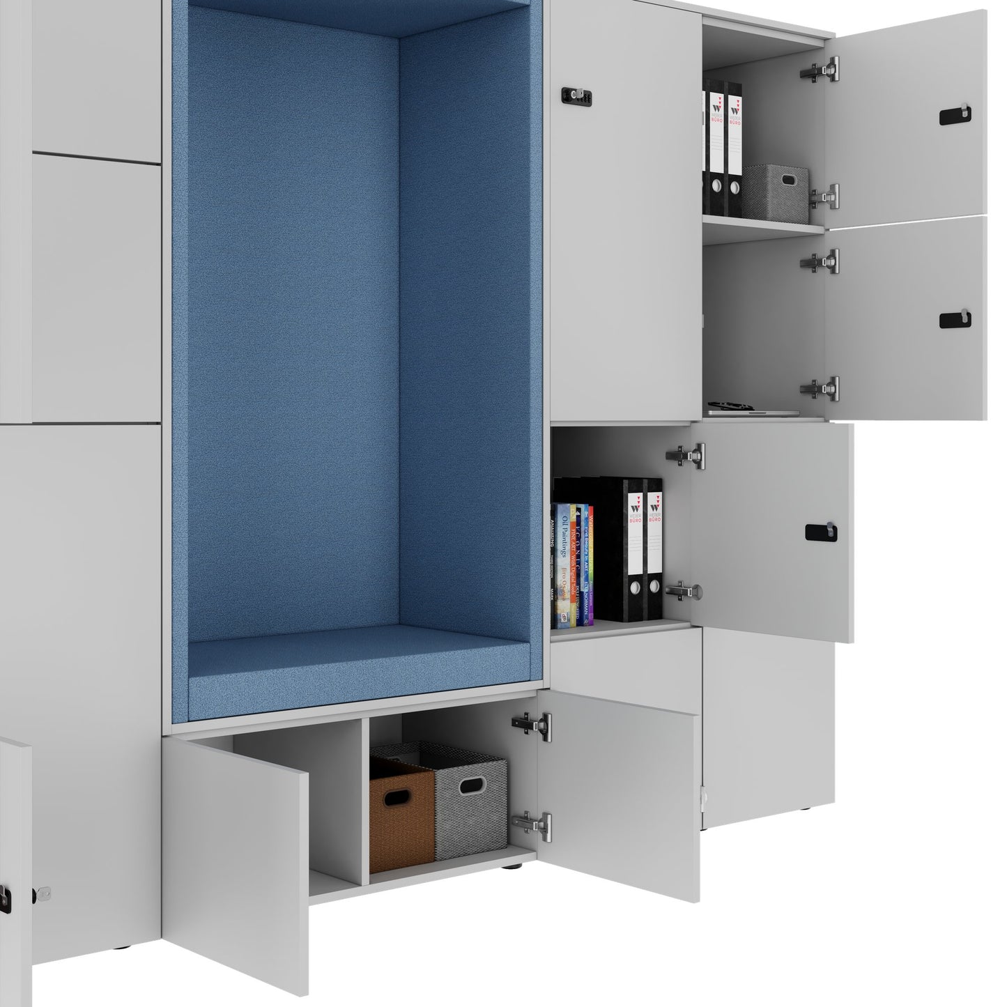 CHOICE Spind | 2706 x 1836 mm, 12 Schliessfächer, Sitznische, Perlgrau
