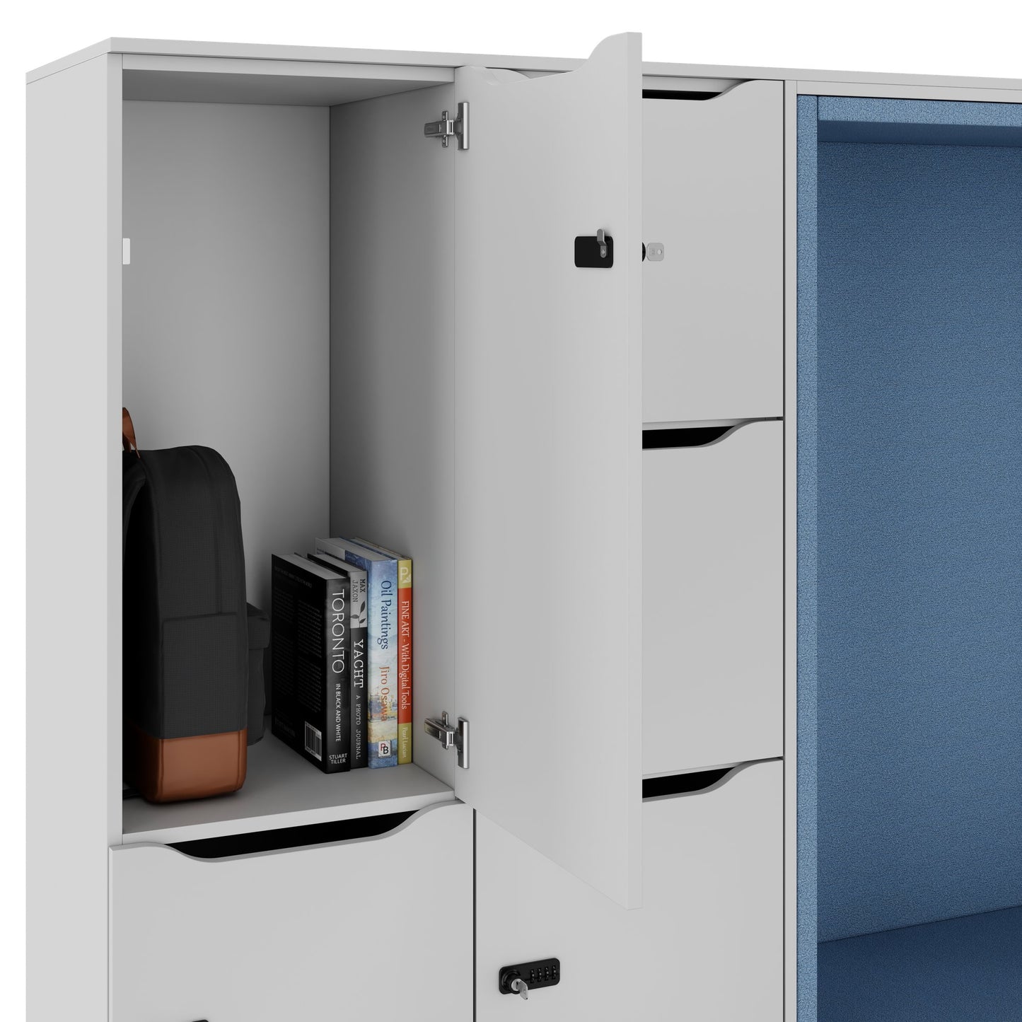 CHOICE Spind | 2706 x 1836 mm, 12 Schliessfächer, Sitznische, Perlgrau