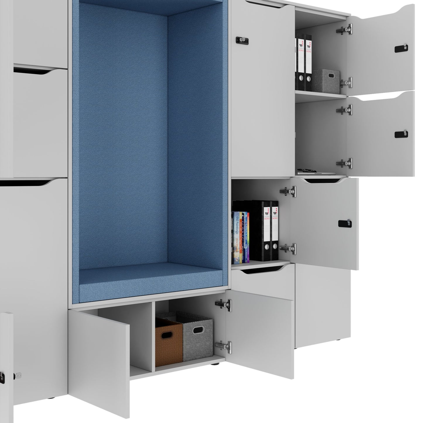 CHOICE Spind | 2706 x 1836 mm, 12 Schliessfächer, Sitznische, Perlgrau