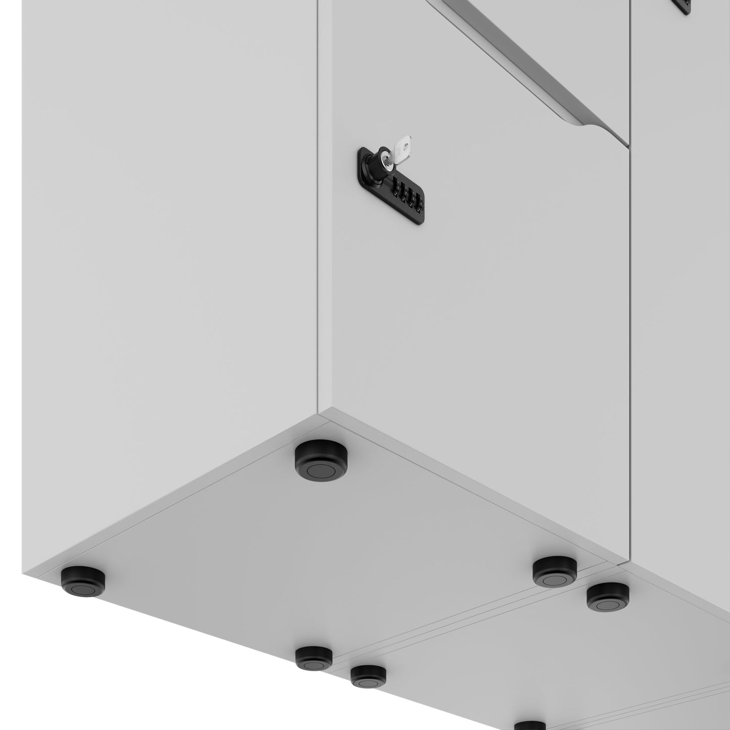 CHOICE Spind | 2706 x 1836 mm, 12 Schliessfächer, Sitznische, Perlgrau