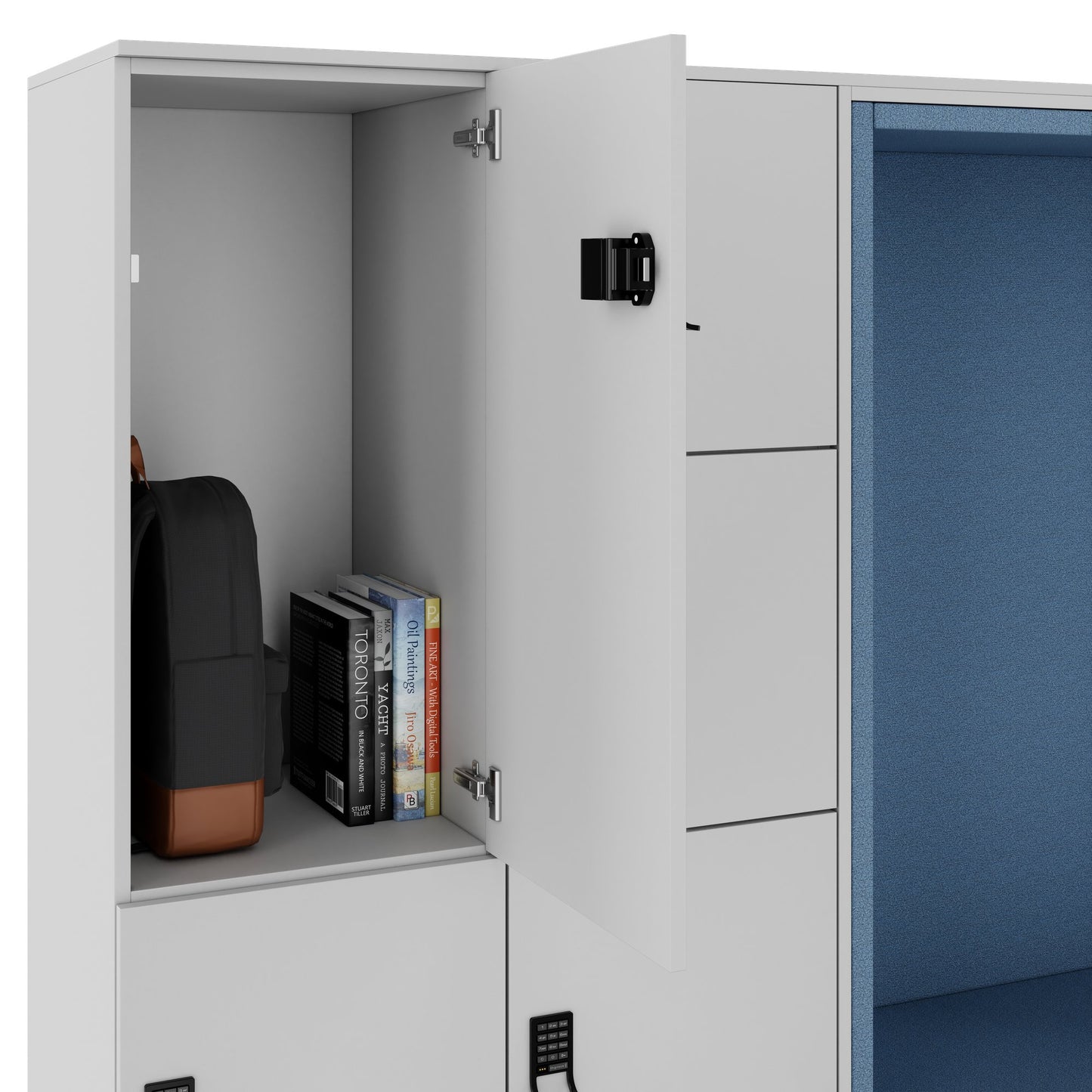 CHOICE Spind | 2706 x 1836 mm, 12 Schliessfächer, Sitznische, Perlgrau