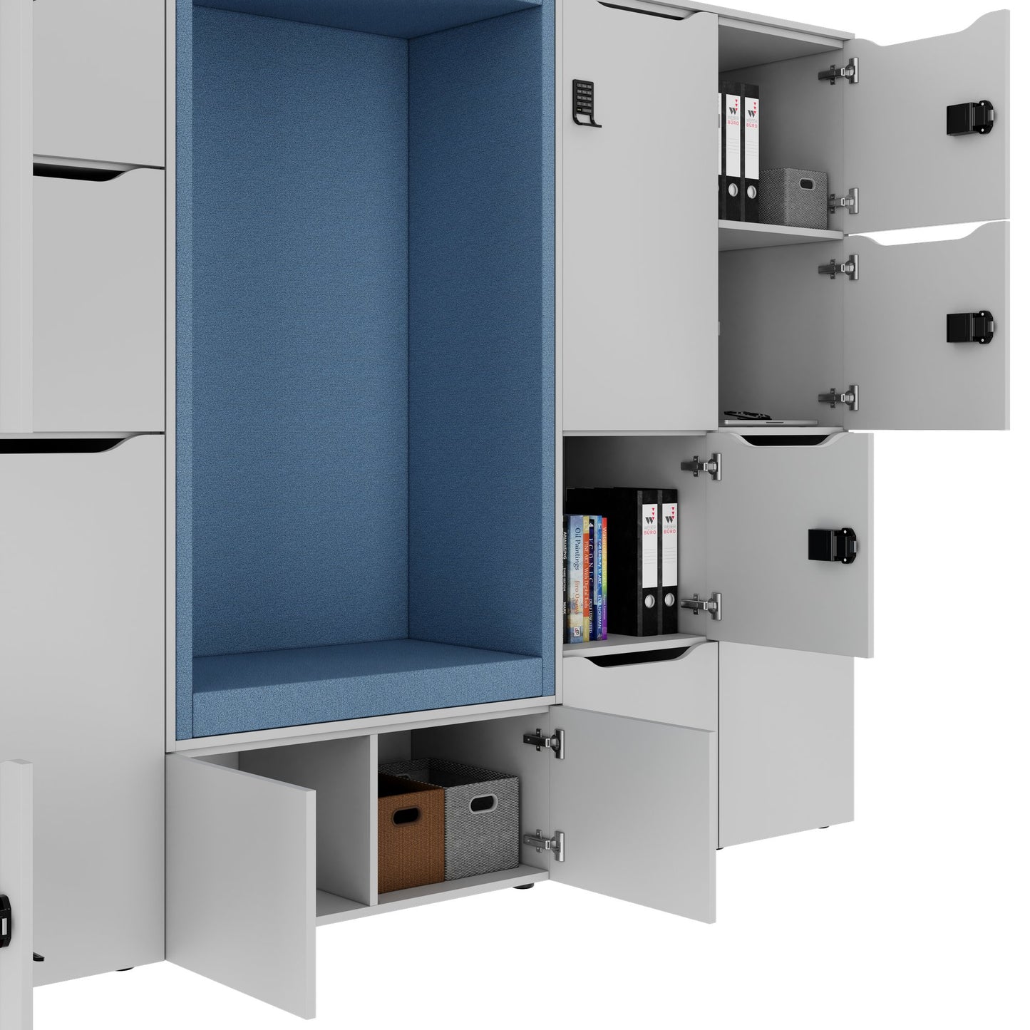 CHOICE Spind | 2706 x 1836 mm, 12 Schliessfächer, Sitznische, Perlgrau