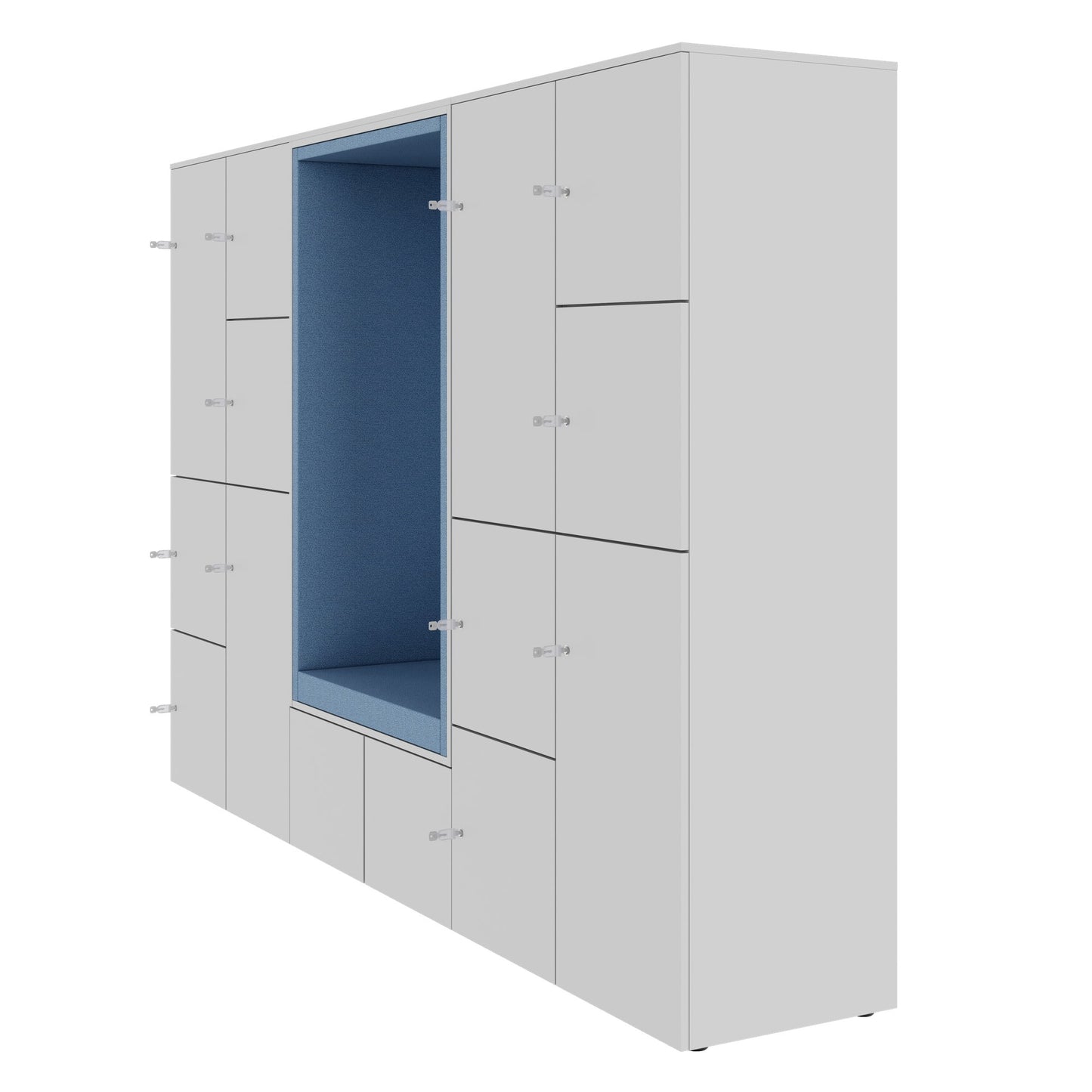 CHOICE Spind | 2706 x 1836 mm, 12 Schliessfächer, Sitznische, Perlgrau