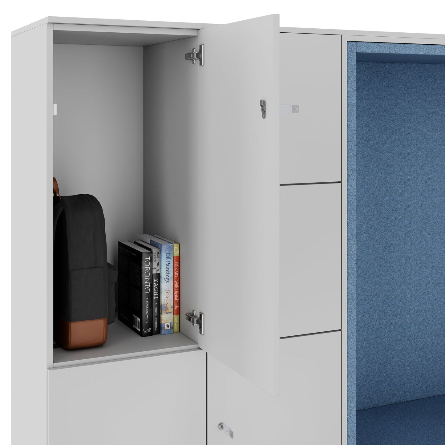 CHOICE Spind | 2706 x 1836 mm, 12 Schliessfächer, Sitznische, Perlgrau