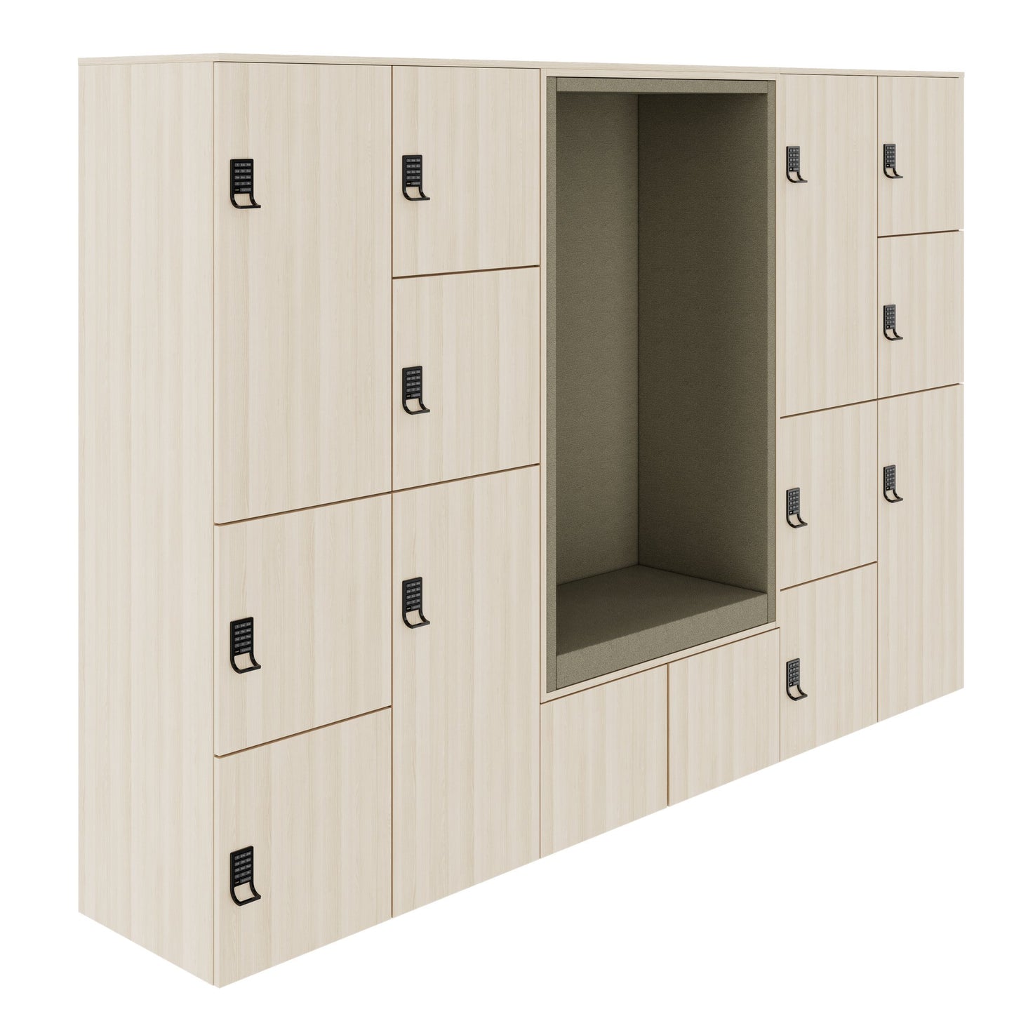 CHOICE Spind | 2706 x 1836 mm, 12 Schliessfächer, Sitznische, Sandesche