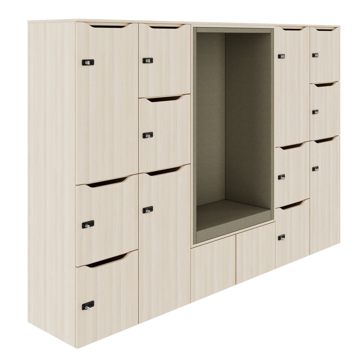 CHOICE Spind | 2706 x 1836 mm, 12 Schliessfächer, Sitznische, Sandesche