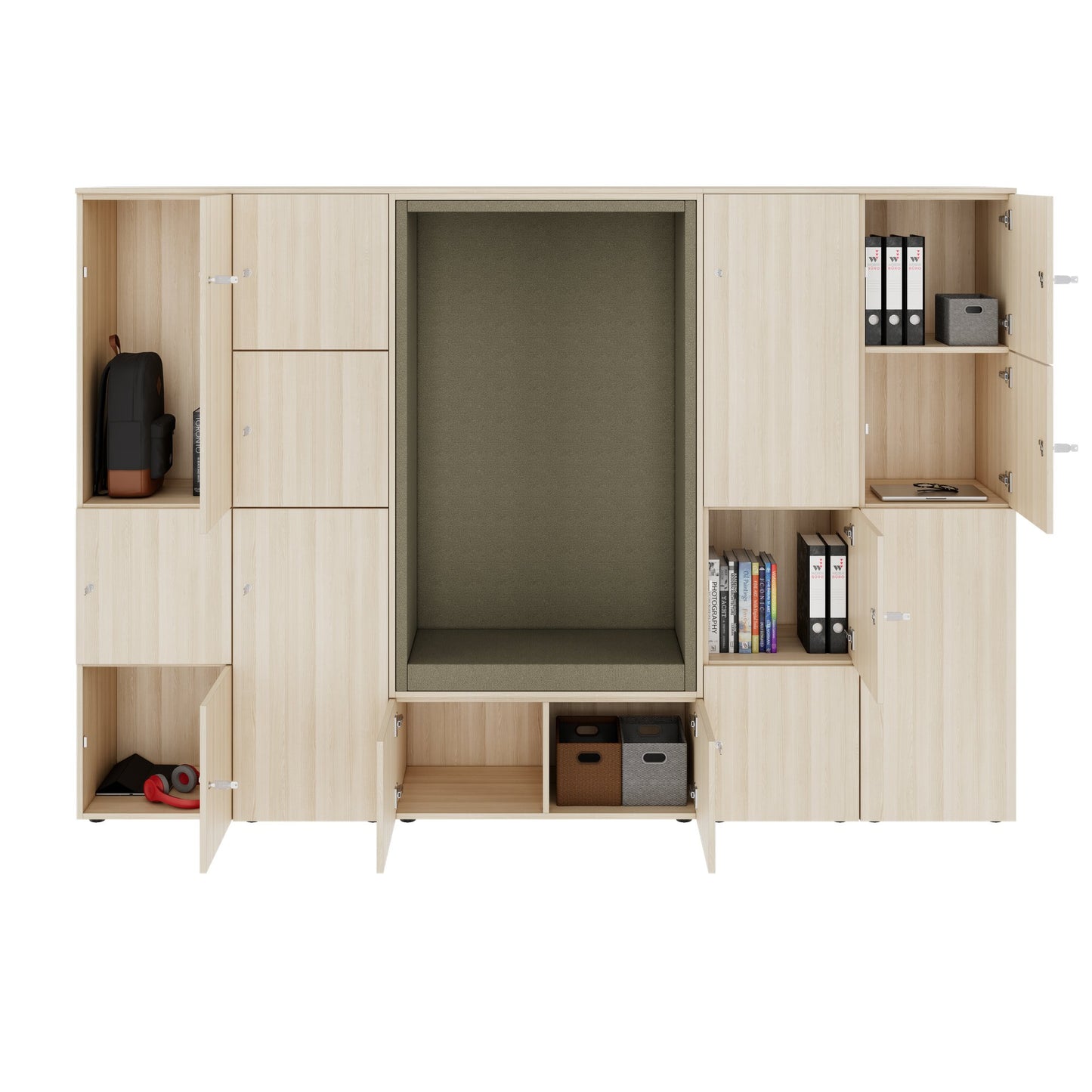 CHOICE Spind | 2706 x 1836 mm, 12 Schliessfächer, Sitznische, Sandesche