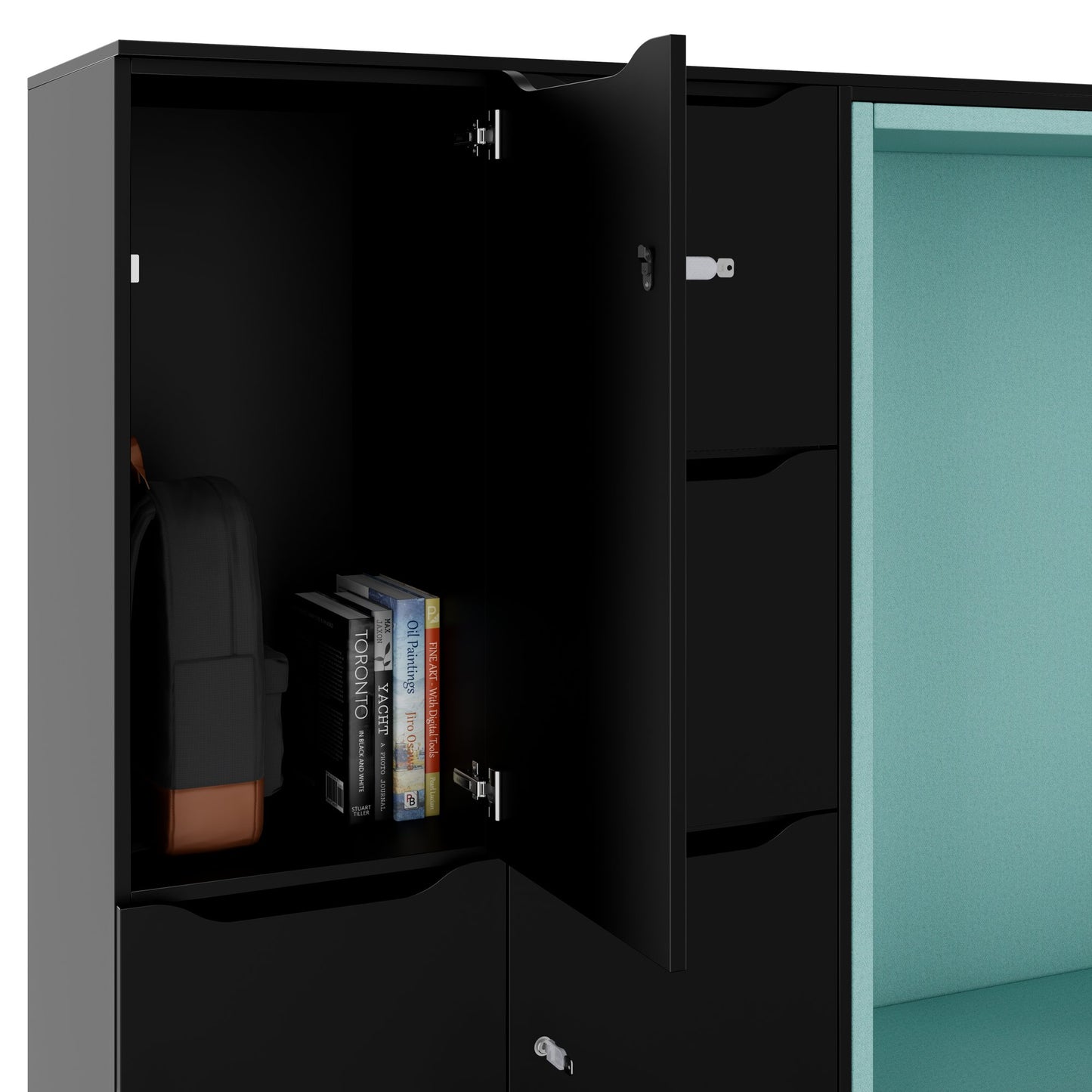 CHOICE Spind | 2706 x 1836 mm, 12 Schliessfächer, Sitznische, Schwarz