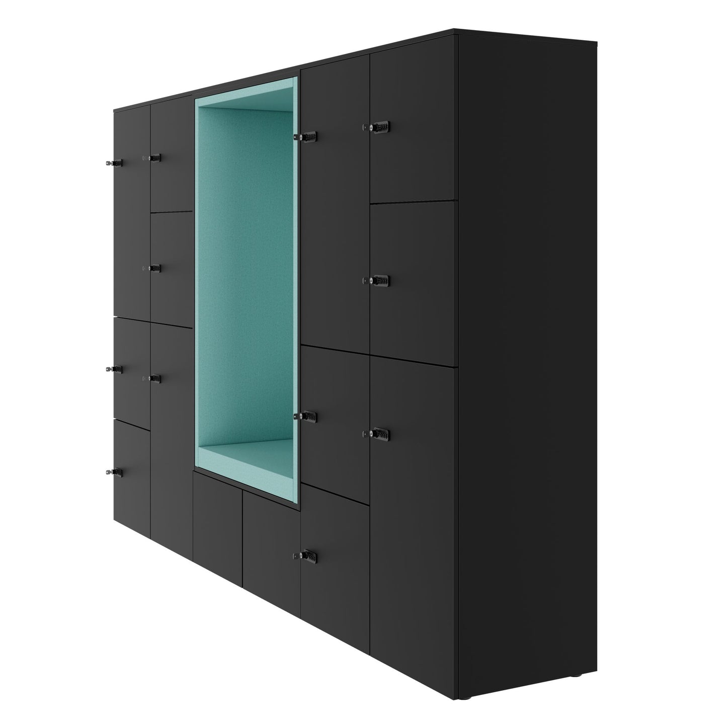 CHOICE Spind | 2706 x 1836 mm, 12 Schliessfächer, Sitznische, Schwarz