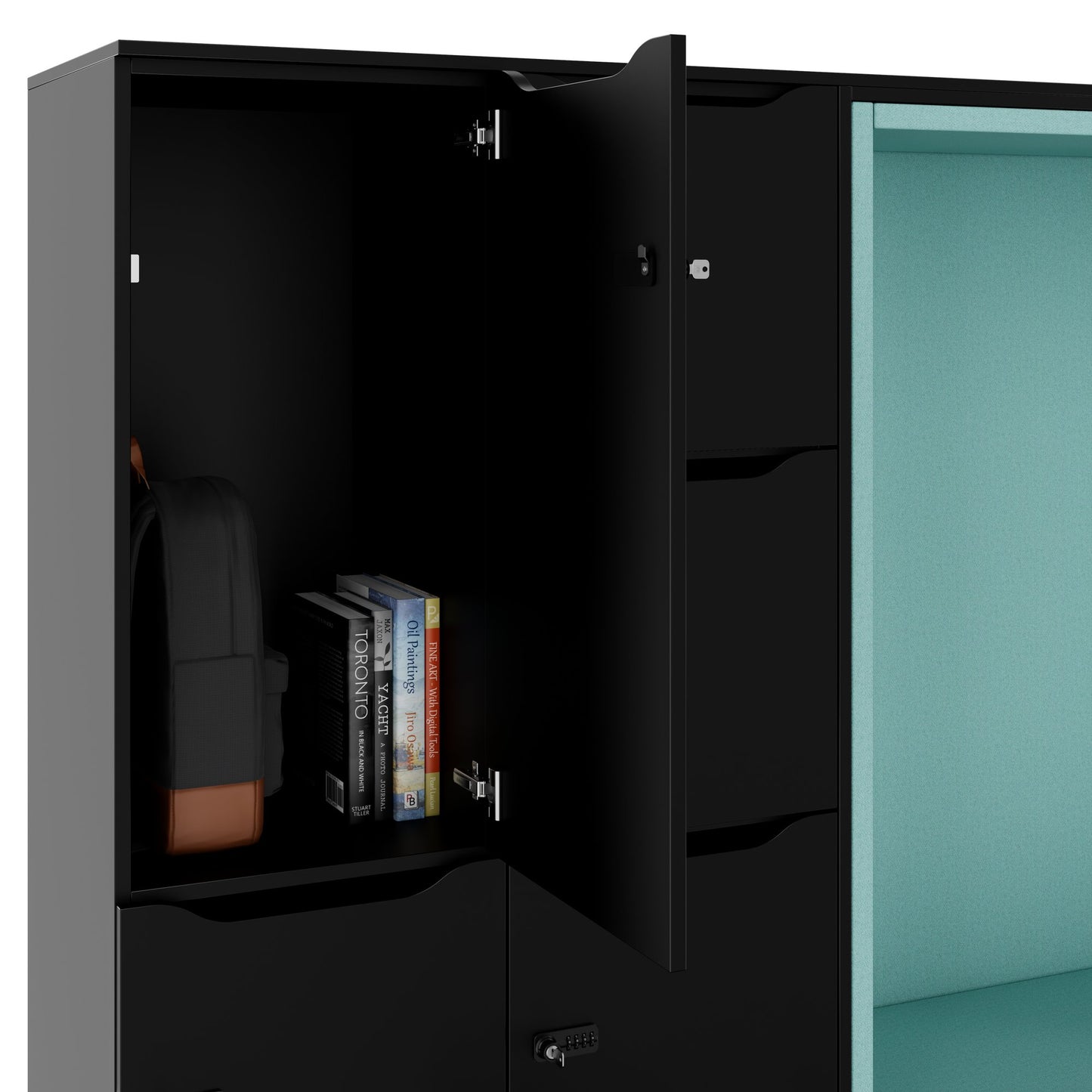 CHOICE Spind | 2706 x 1836 mm, 12 Schliessfächer, Sitznische, Schwarz