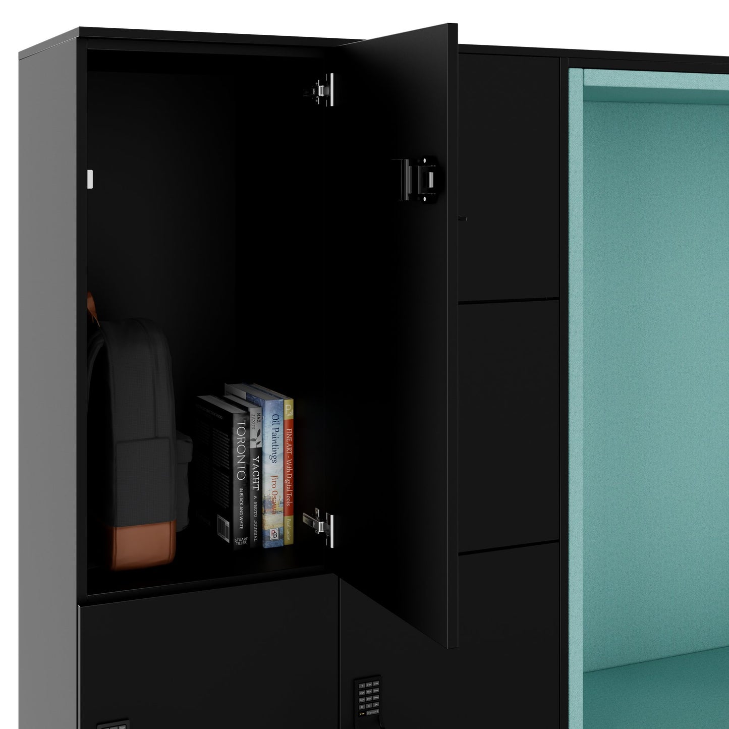 CHOICE Spind | 2706 x 1836 mm, 12 Schliessfächer, Sitznische, Schwarz