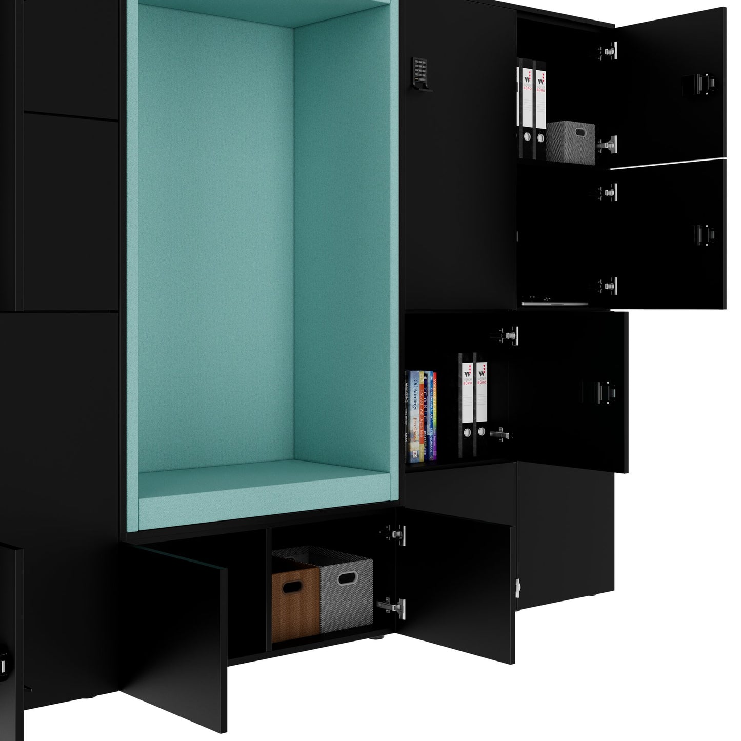 CHOICE Spind | 2706 x 1836 mm, 12 Schliessfächer, Sitznische, Schwarz