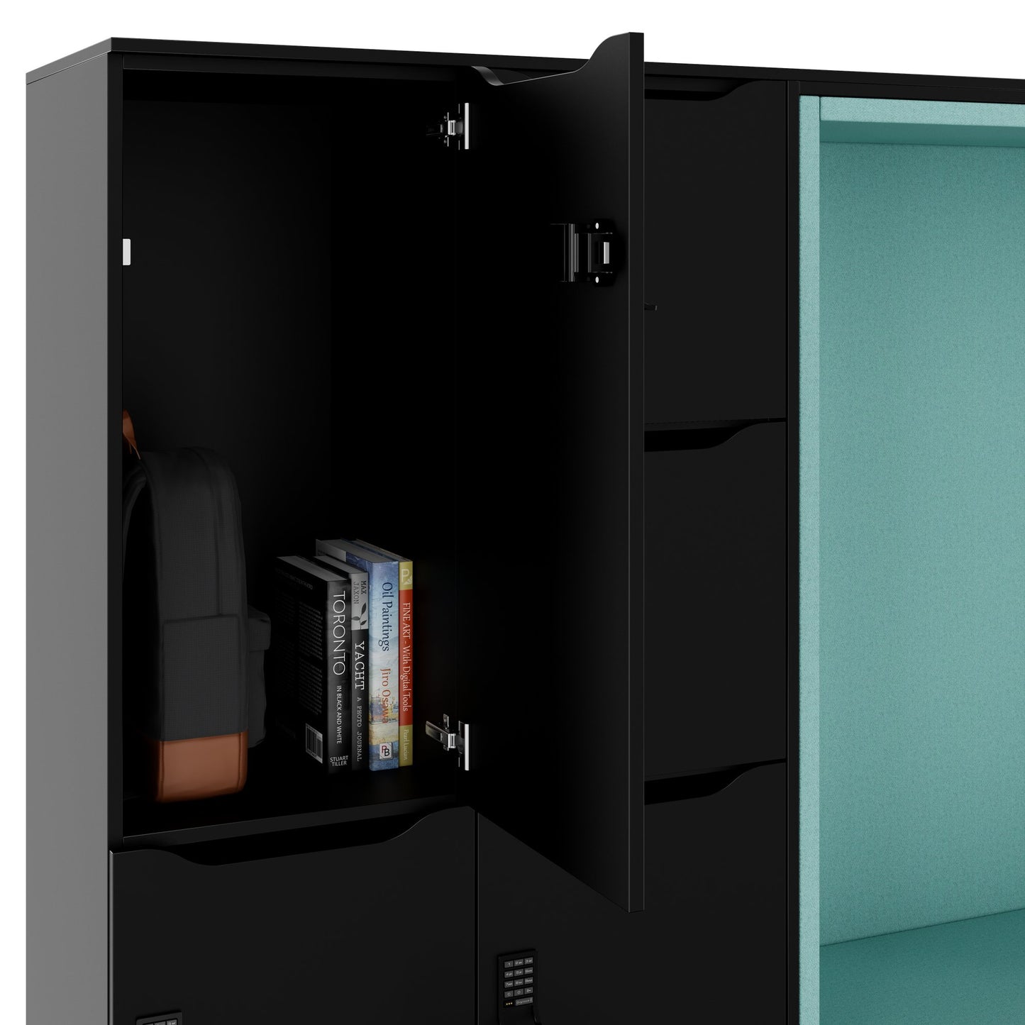 CHOICE Spind | 2706 x 1836 mm, 12 Schliessfächer, Sitznische, Schwarz