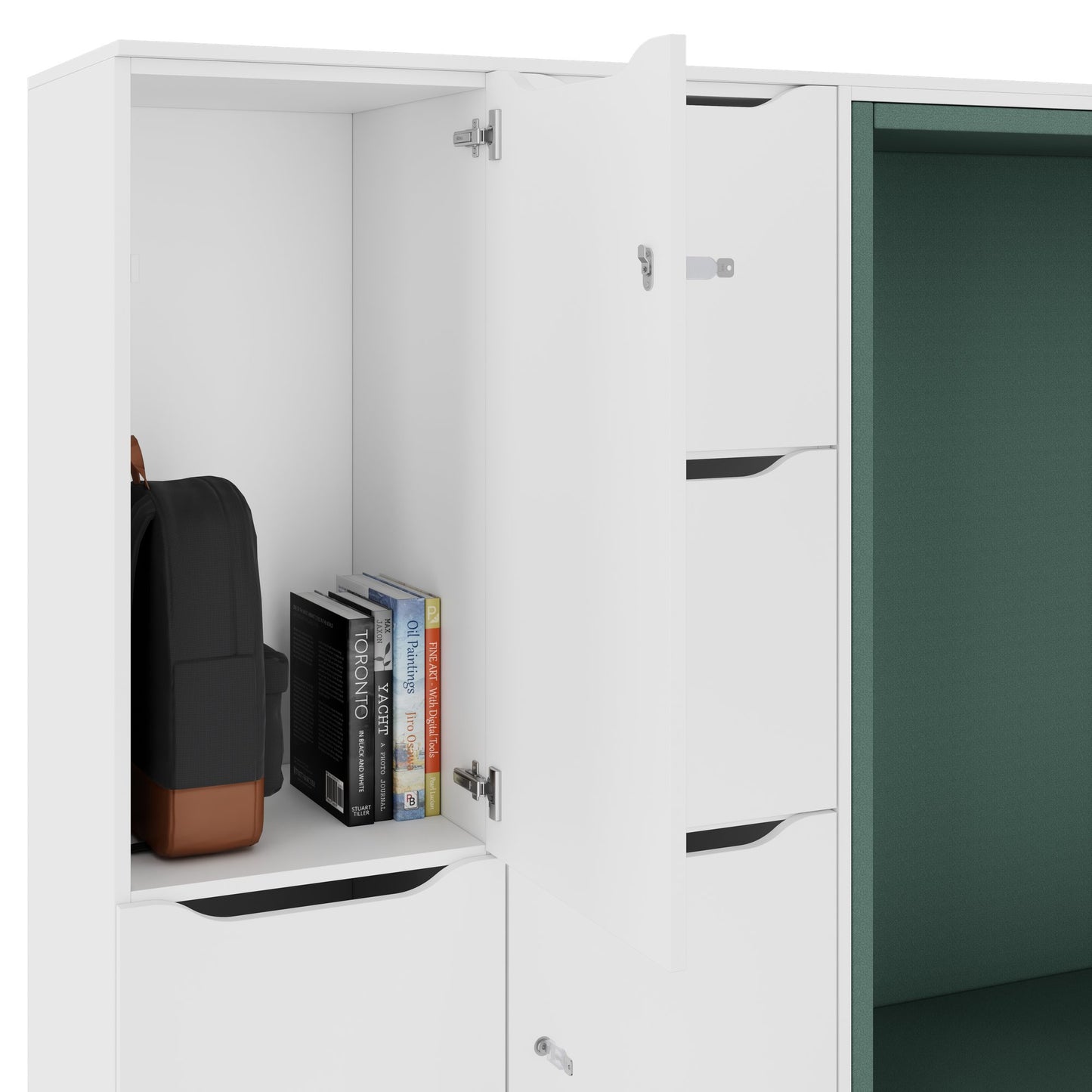 CHOICE Spind | 2706 x 1836 mm, 12 Schliessfächer, Sitznische, Weiss