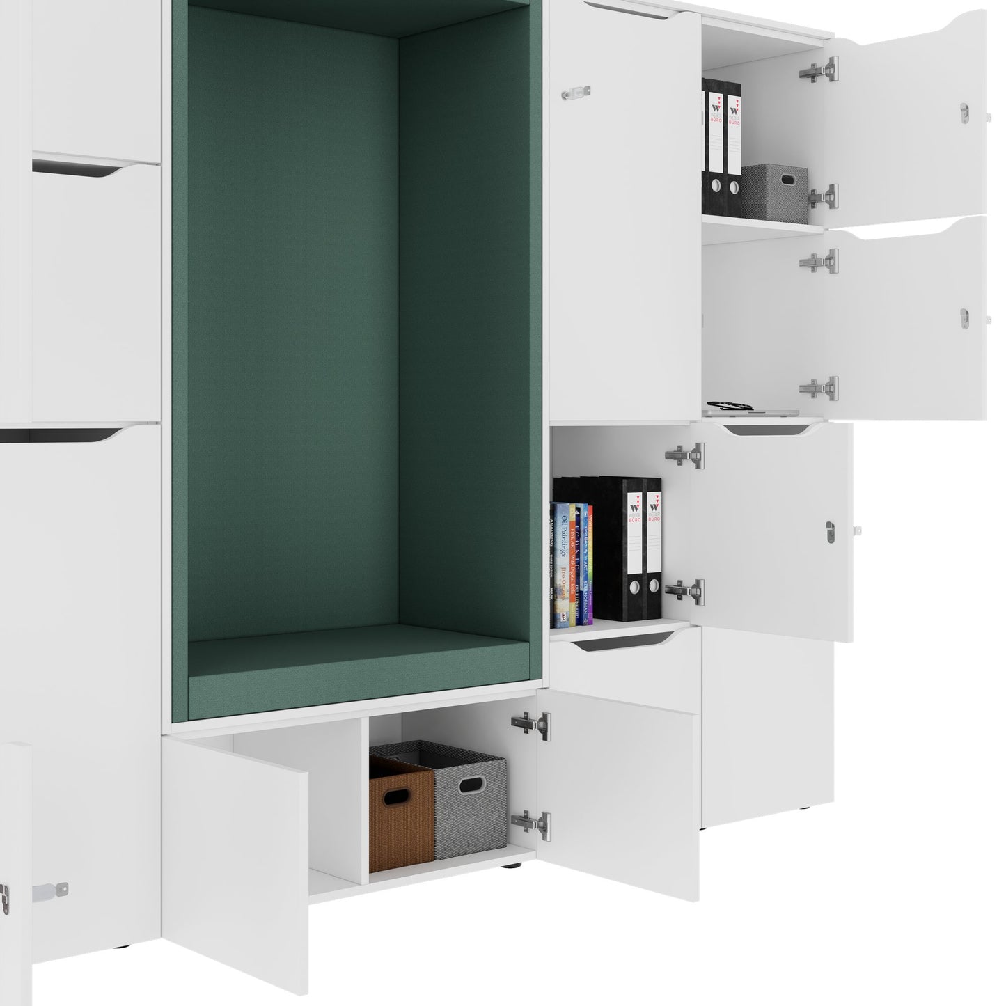 CHOICE Spind | 2706 x 1836 mm, 12 Schliessfächer, Sitznische, Weiss