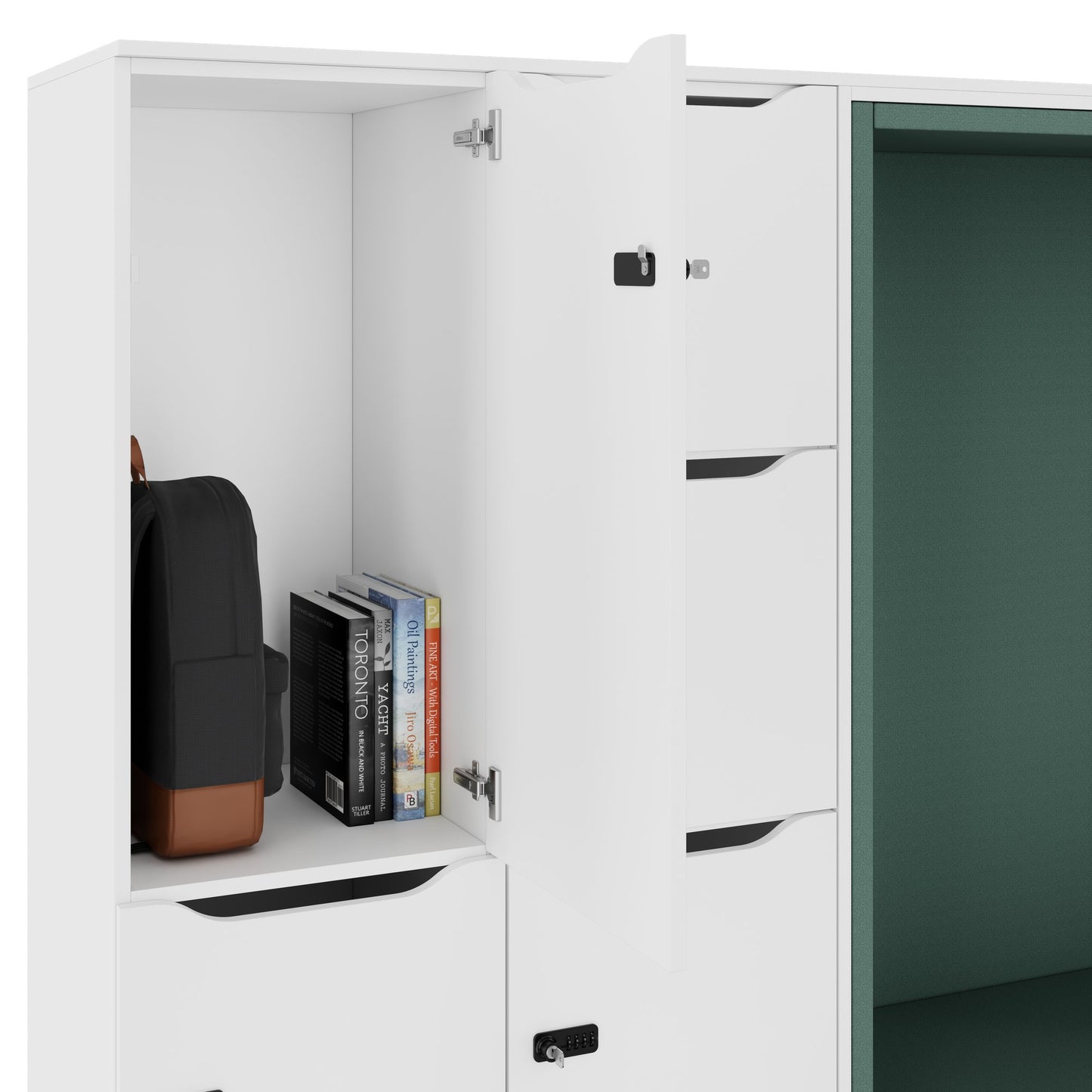 CHOICE Spind | 2706 x 1836 mm, 12 Schliessfächer, Sitznische, Weiss