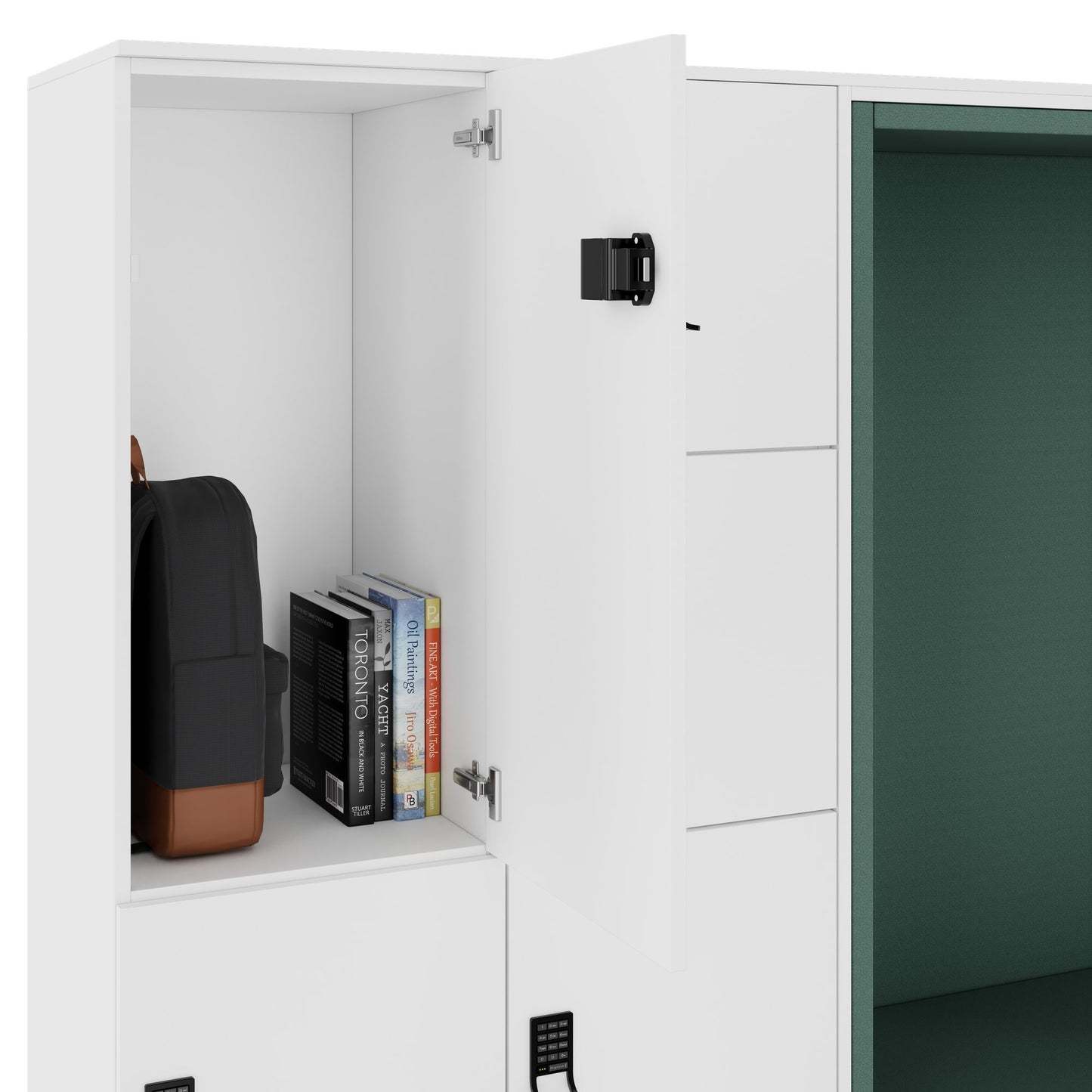 CHOICE Spind | 2706 x 1836 mm, 12 Schliessfächer, Sitznische, Weiss