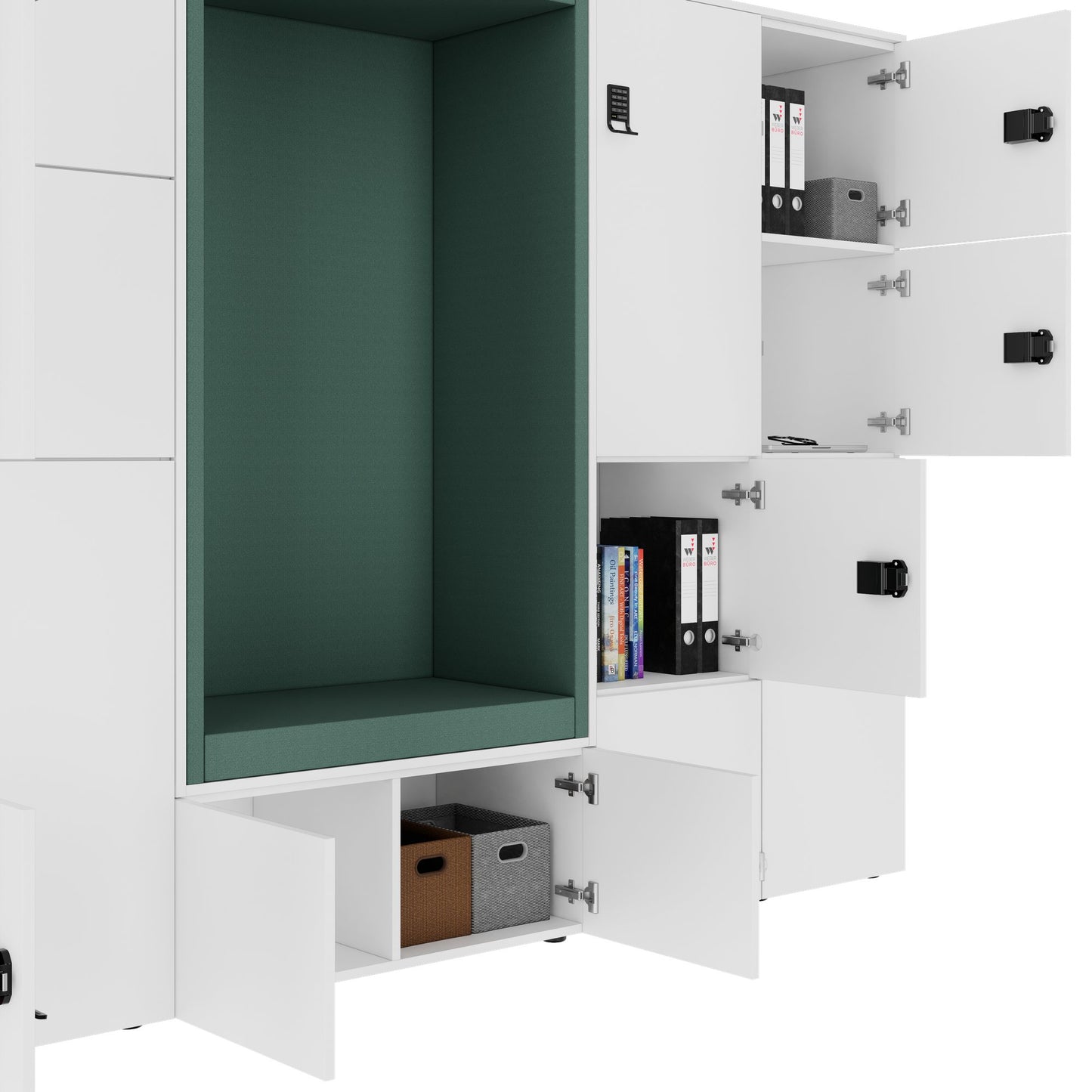 CHOICE Spind | 2706 x 1836 mm, 12 Schliessfächer, Sitznische, Weiss