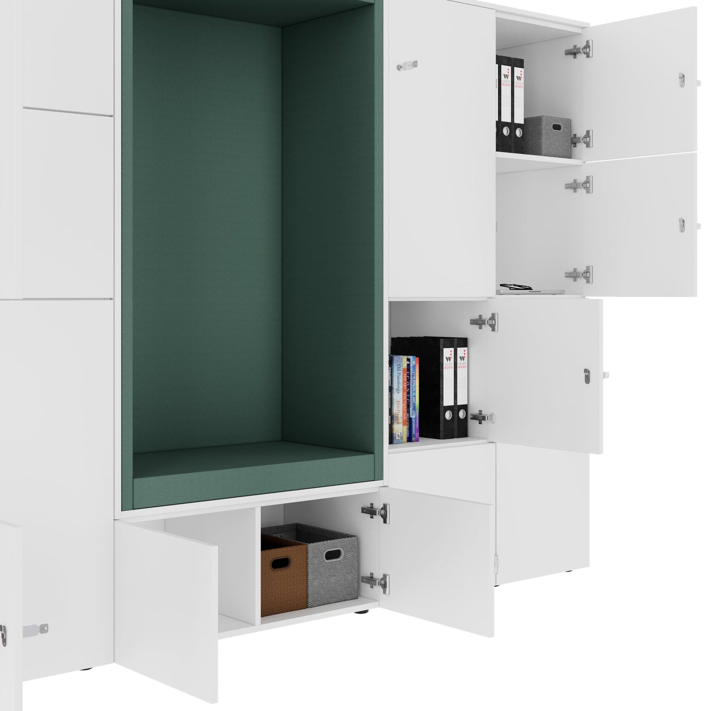 CHOICE Spind | 2706 x 1836 mm, 12 Schliessfächer, Sitznische, Weiss