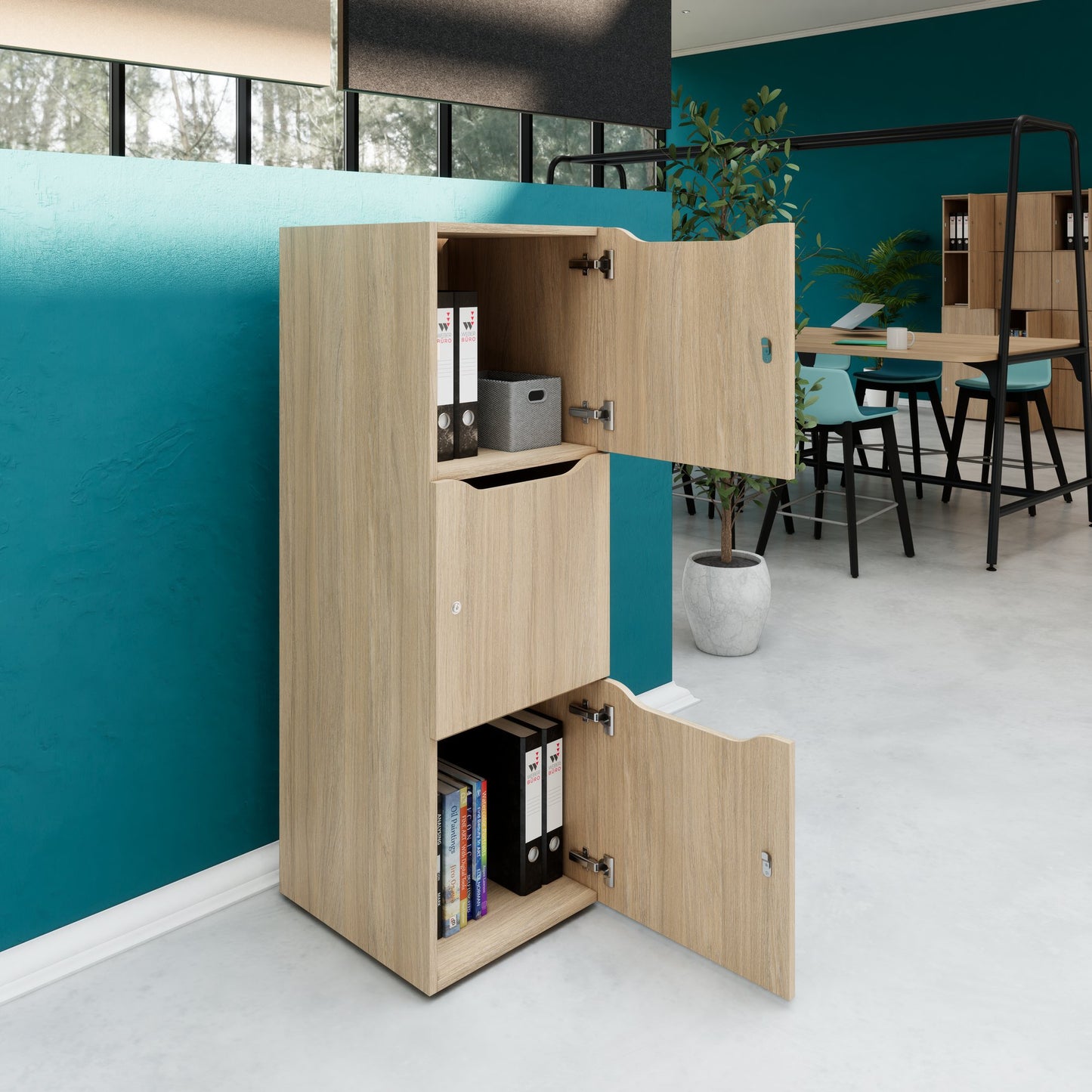 Armadietto CHOICE | 450 x 1370 mm, 2 o 3 scomparti, rovere ambra