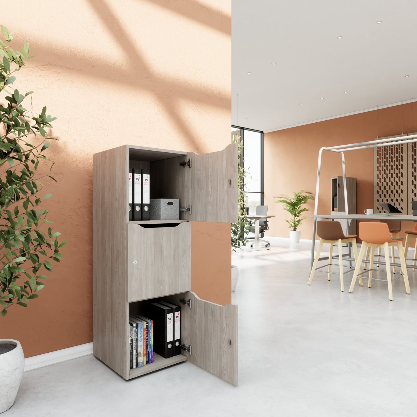 Armoire CHOICE | 450 x 1370 mm, 2 ou 3 casiers, chêne nord gris