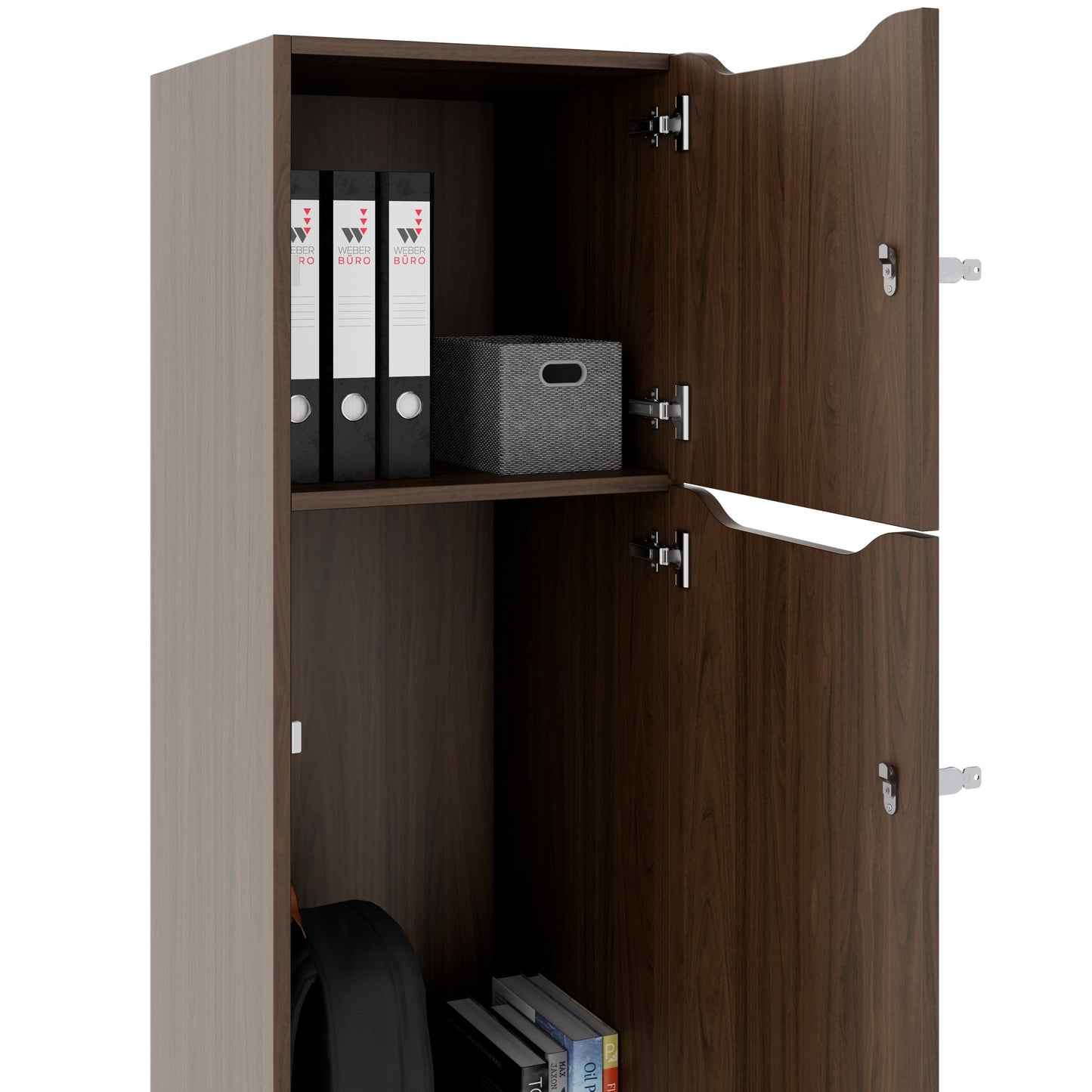 CHOICE Spind | 450 x 1370 mm, 2 oder 3 Schließfächer, Nussbaum