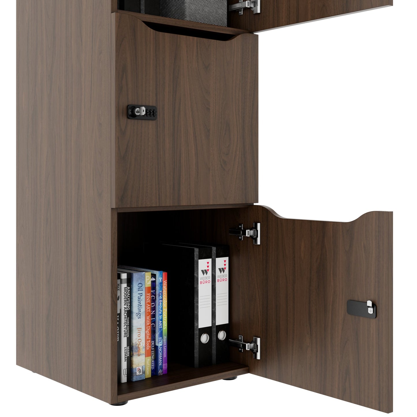 CHOICE Spind | 450 x 1370 mm, 2 oder 3 Schließfächer, Nussbaum