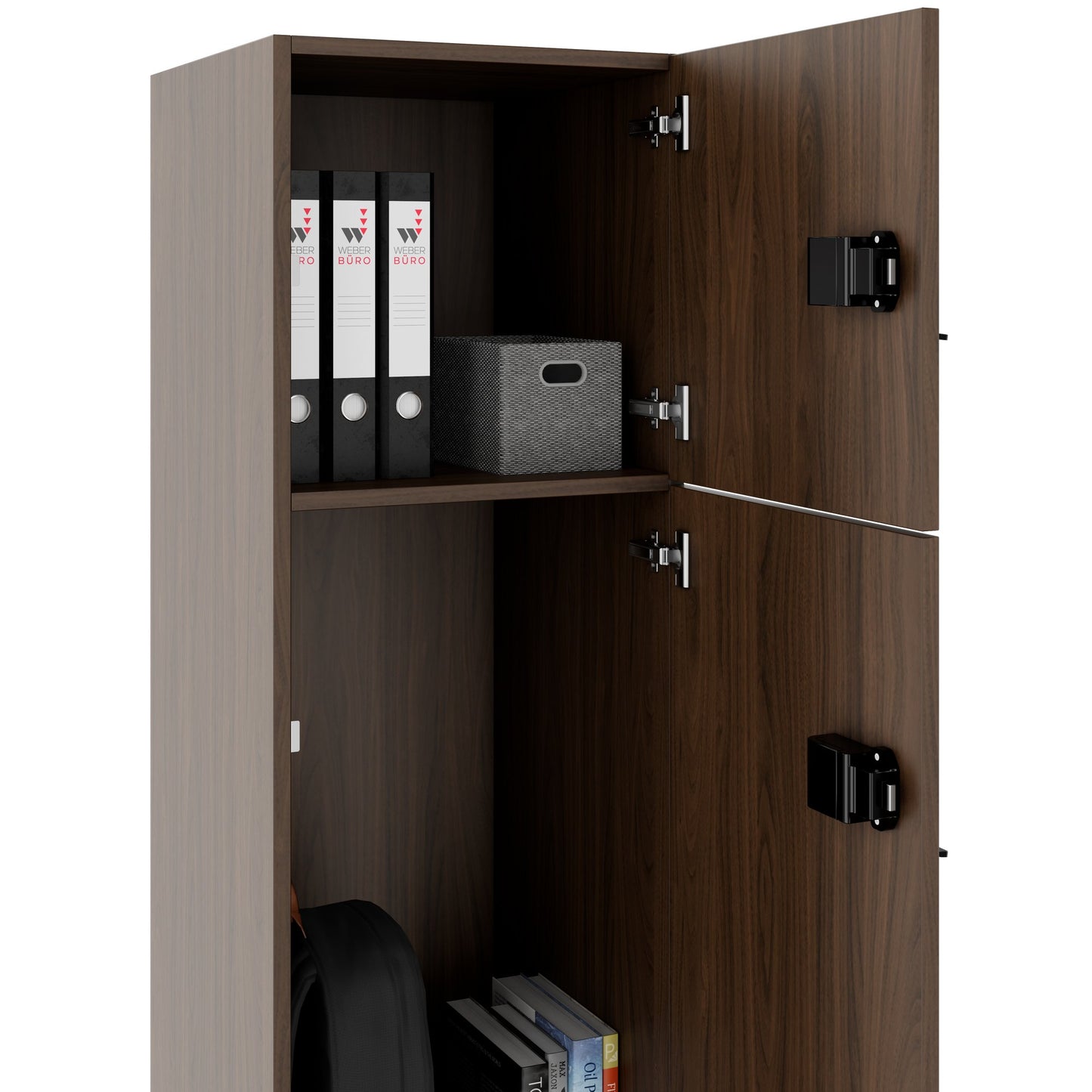 CHOICE Spind | 450 x 1370 mm, 2 oder 3 Schließfächer, Nussbaum