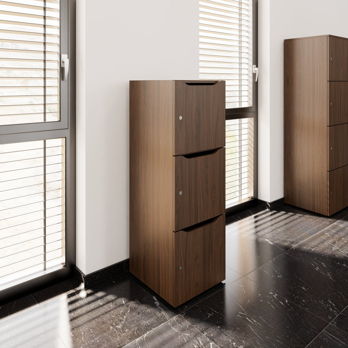 CHOICE Spind | 450 x 1370 mm, 2 oder 3 Schließfächer, Nussbaum - 8 Lightbox Main Image