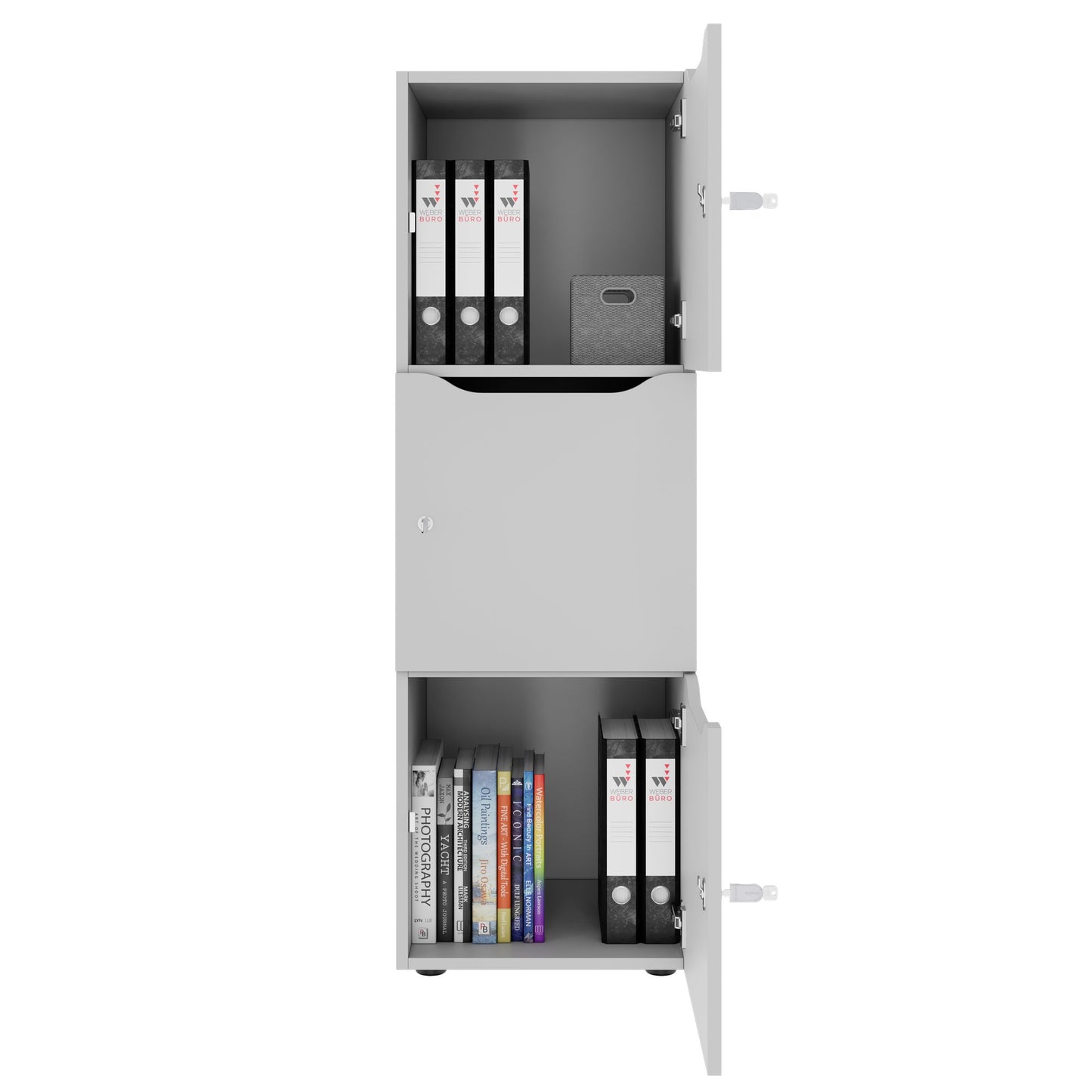 Armadietto CHOICE | 450 x 1370 mm, 2 o 3 scomparti, grigio perla