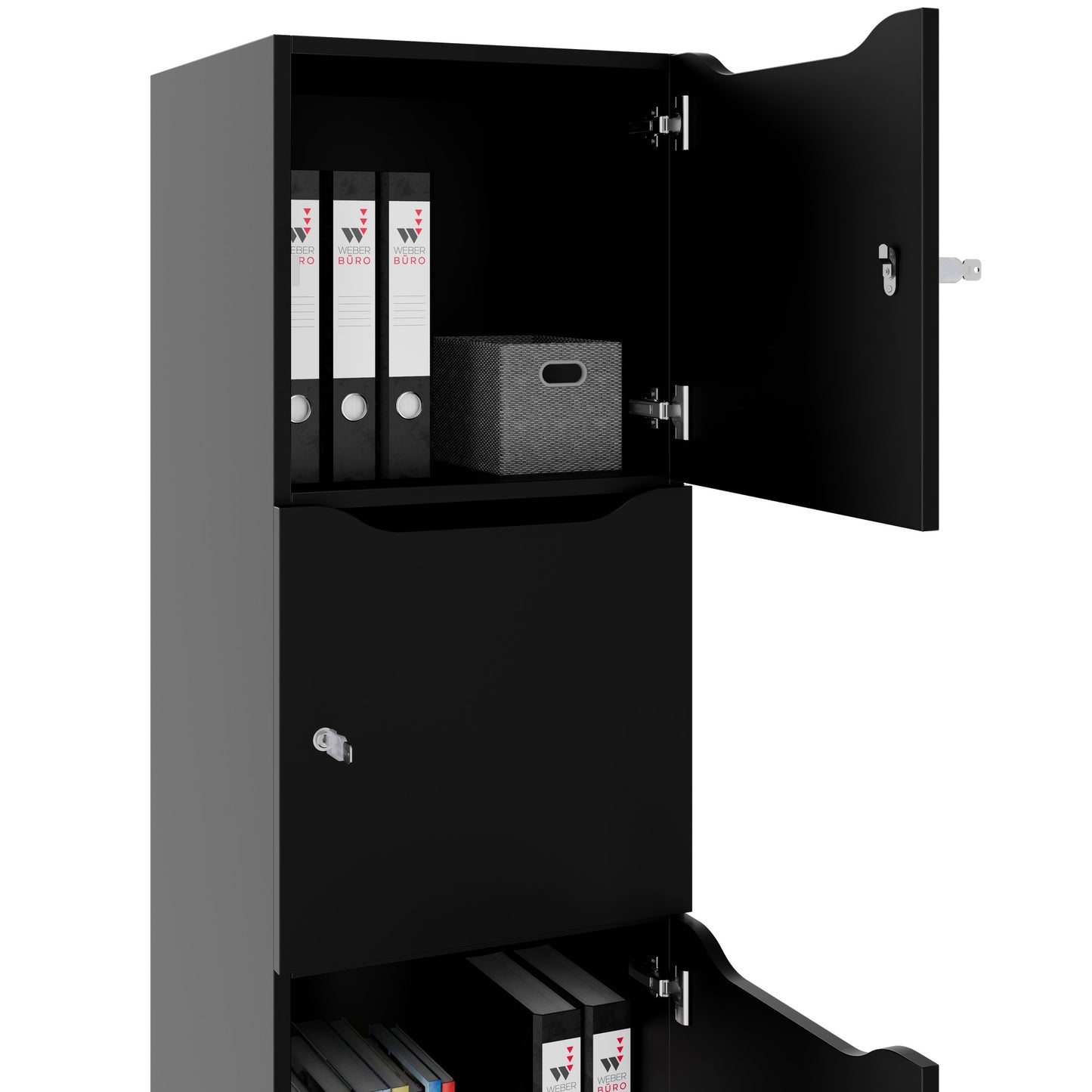 CHOICE Spind | 450 x 1370 mm, 2 oder 3 Schließfächer, Schwarz